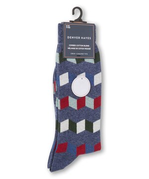 Mi-chaussettes à motif géométrique pour hommes, Denver Hayes