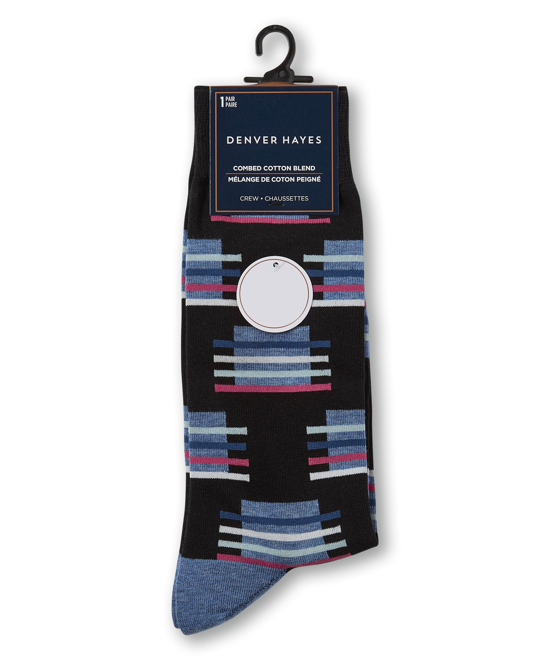 Mi-chaussettes à motif géométrique pour hommes, Denver Hayes
