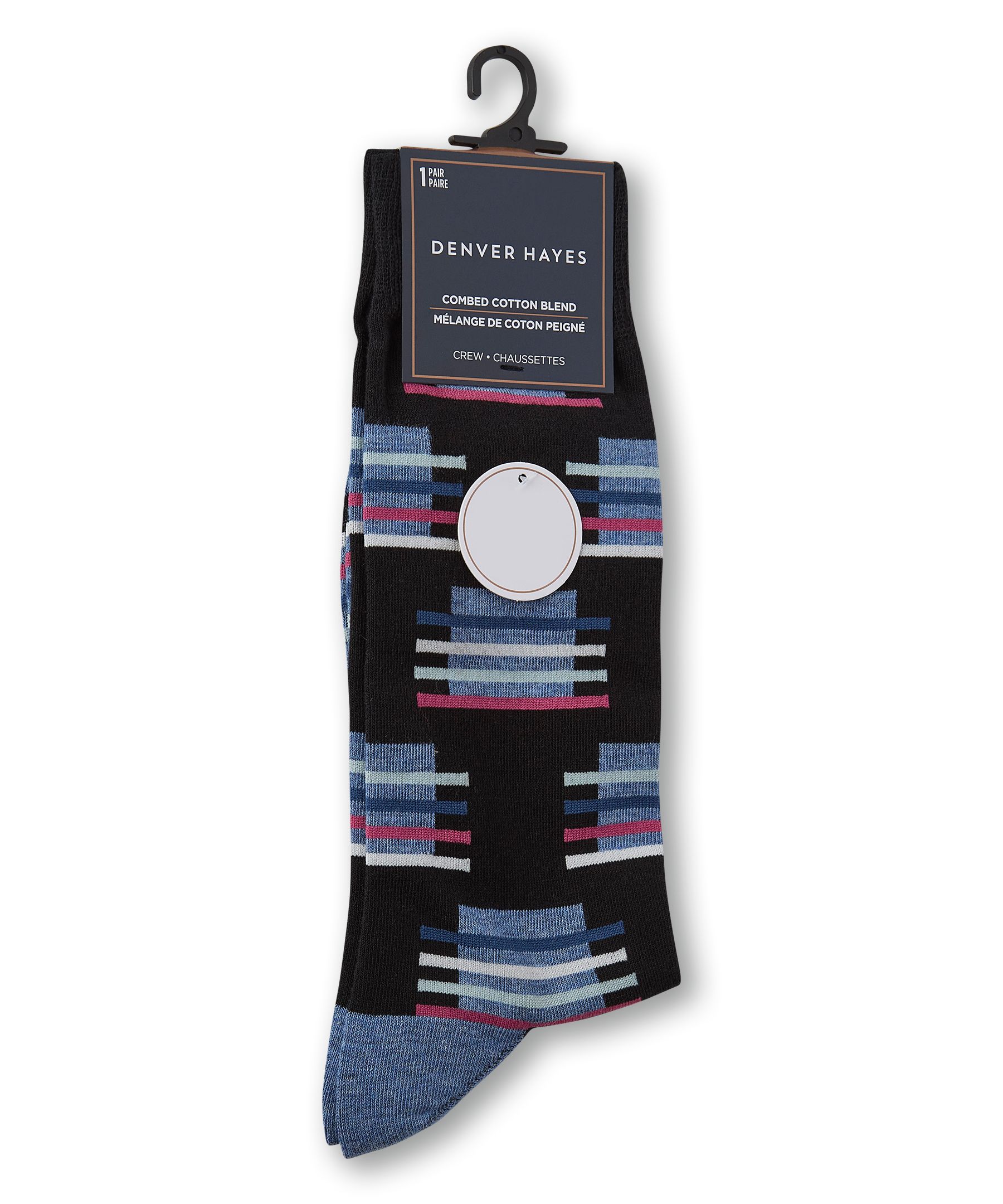 Mi-chaussettes à motif géométrique pour hommes, Denver Hayes