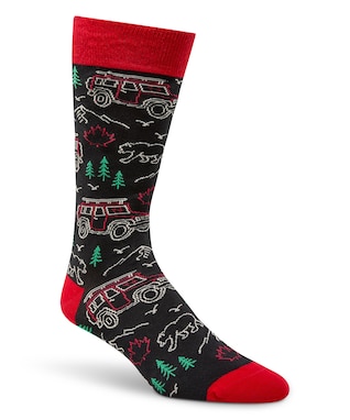 Denver Hayes Men's Novelty Canadiana Pattern Crew Socks