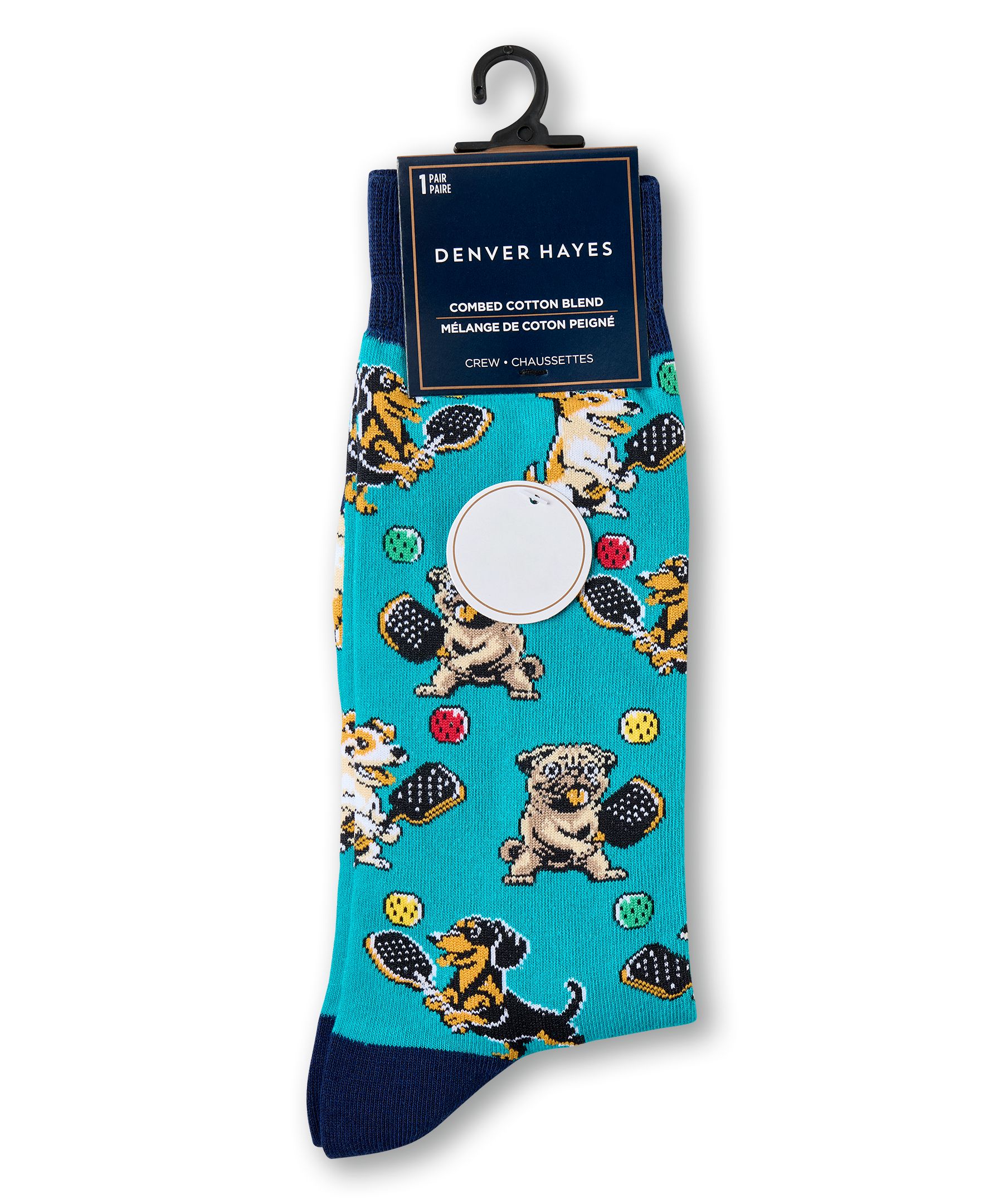 Chaussettes à motif fantaisie de sport pour hommes, Denver Hayes