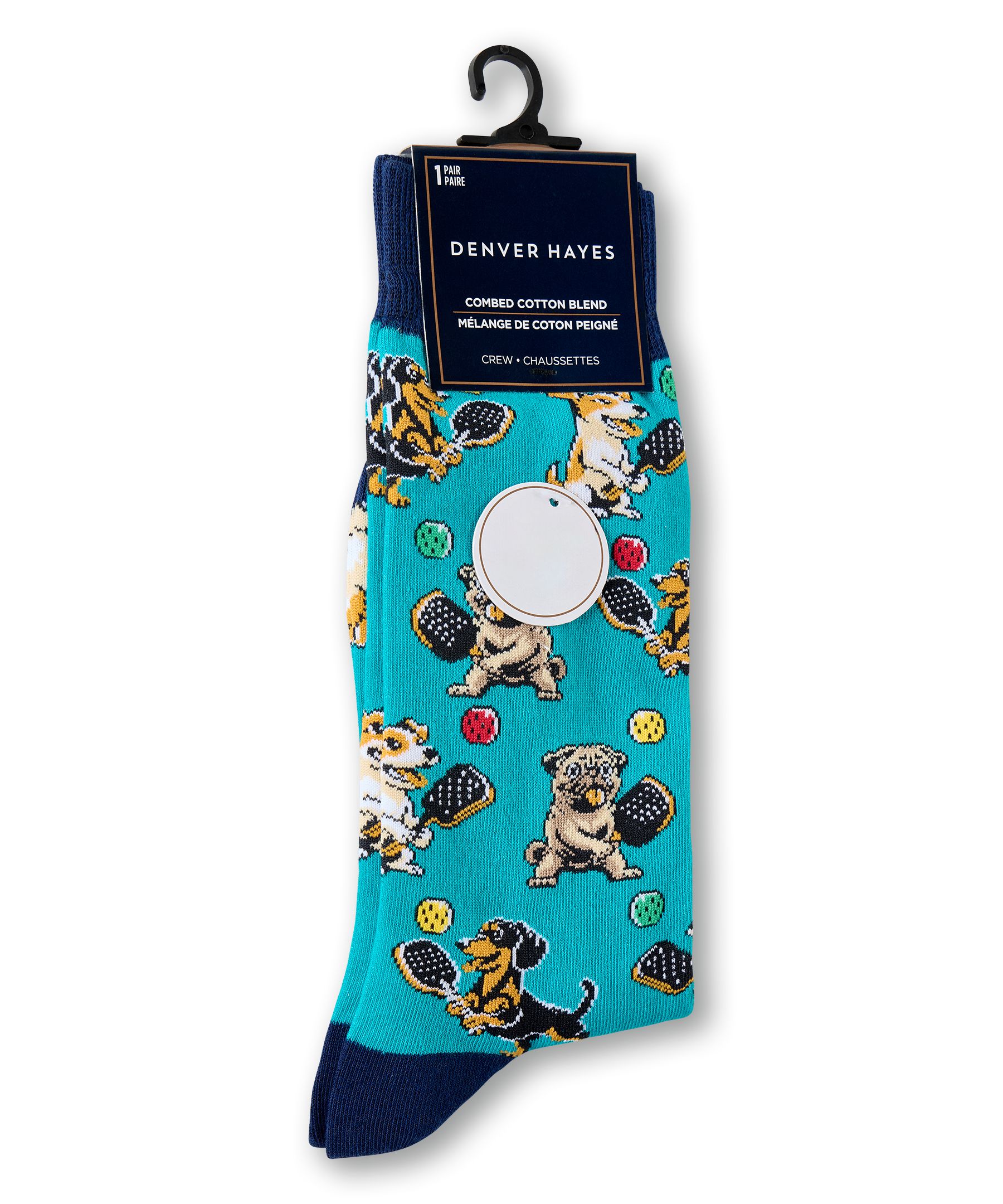Chaussettes à motif fantaisie de sport pour hommes, Denver Hayes