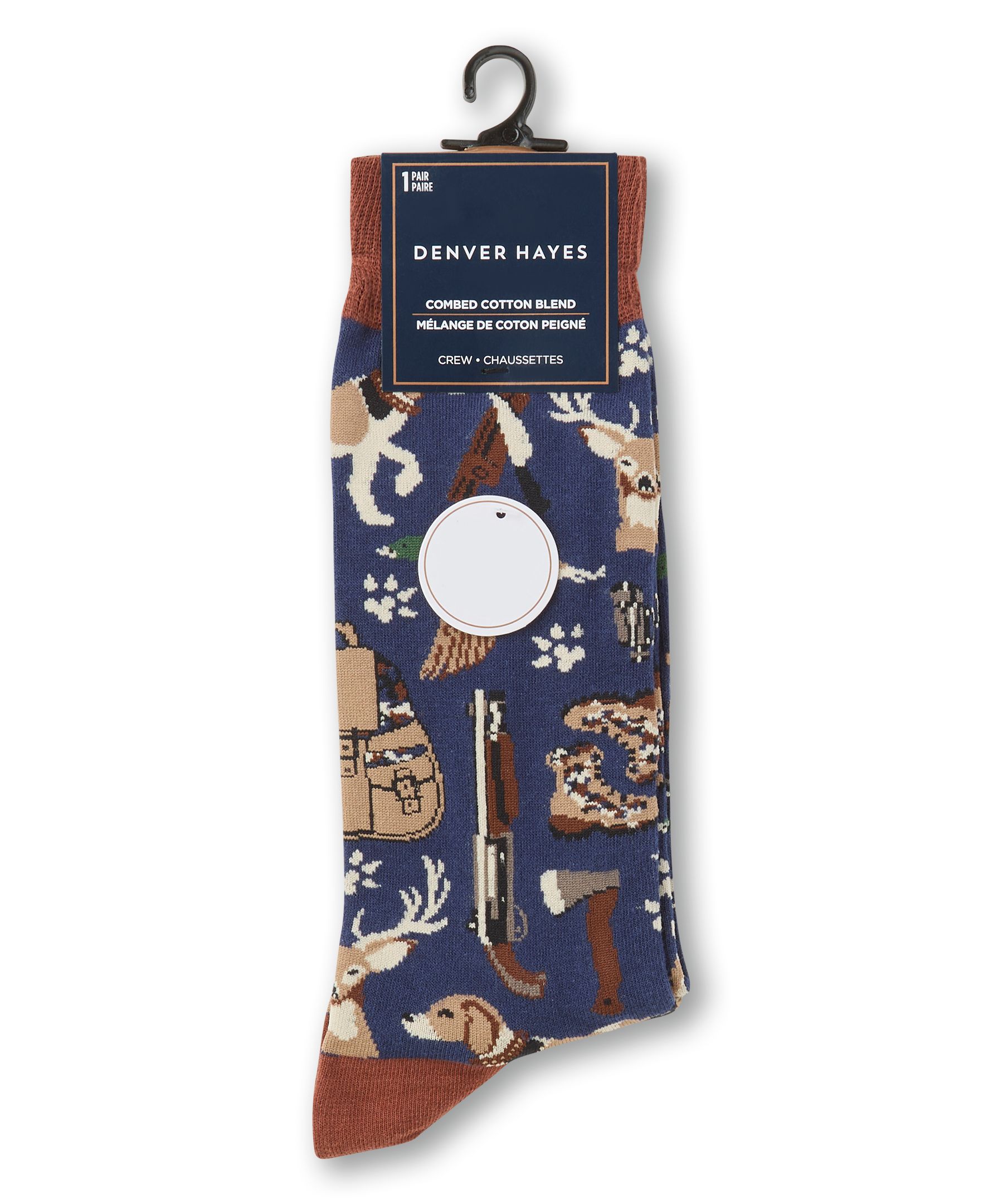 Chaussettes à motif fantaisie de sport pour hommes, Denver Hayes