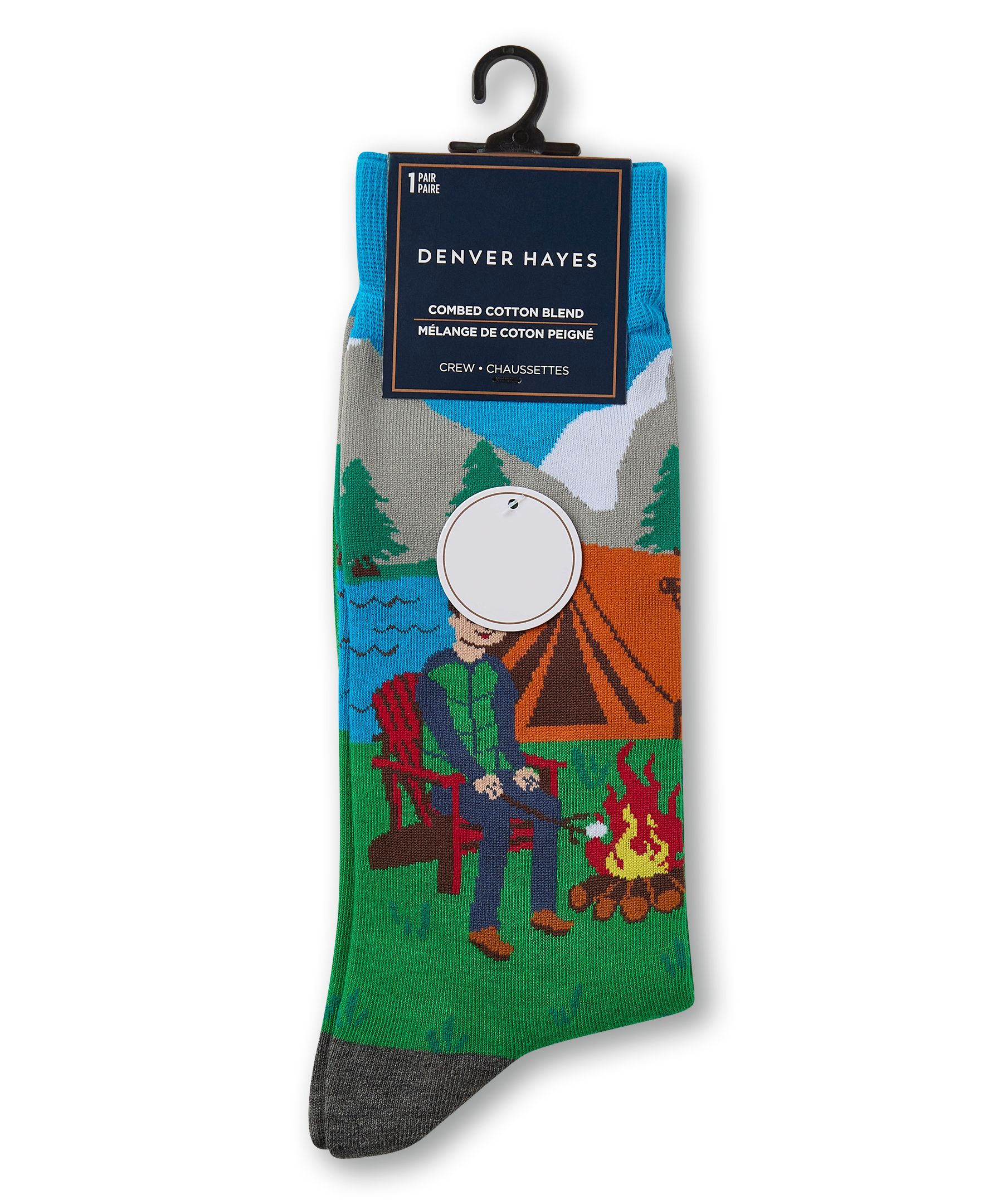 Chaussettes à motif fantaisie de camping pour hommes, Denver Hayes