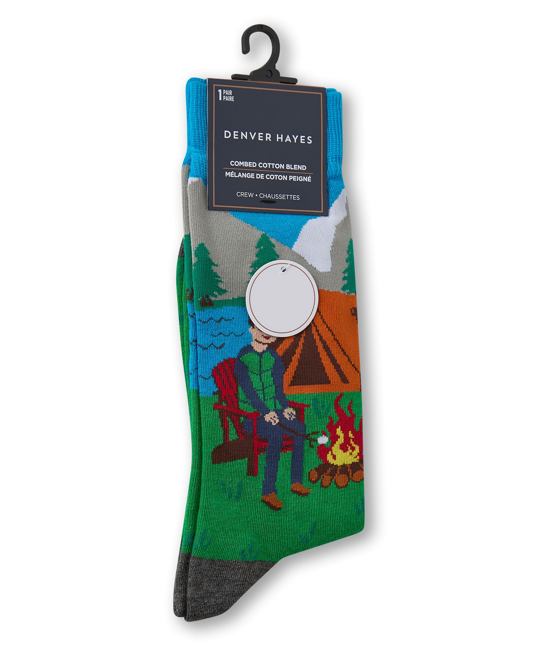 Chaussettes à motif fantaisie de camping pour hommes, Denver Hayes