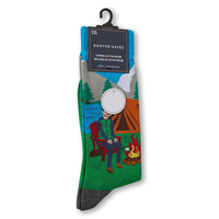 Denver Hayes Men's Novelty Camping Pattern Socks Front_Angled_Right