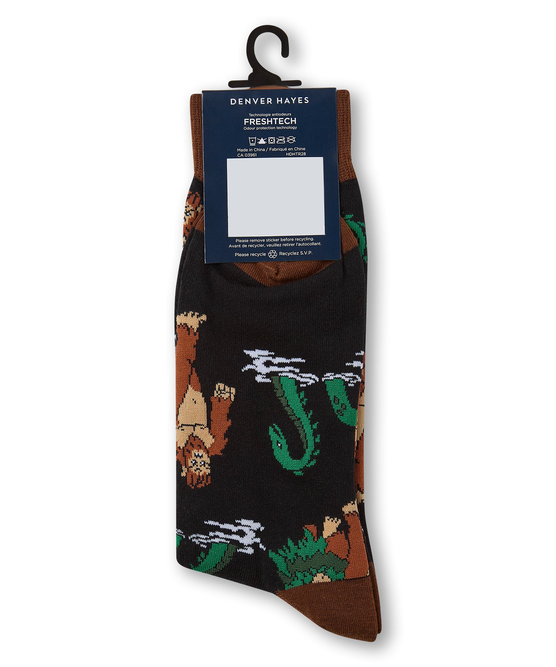 Chaussettes à motifs fantaisie d'animaux pour hommes, Denver Hayes