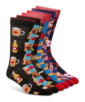 Denver Hayes Men's 6 pk Novelty Canadian Casual Socks