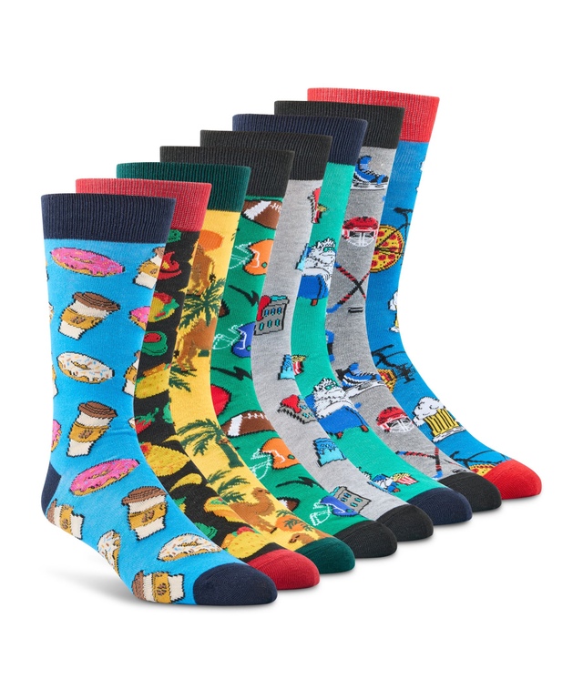 Boîte de chaussettes à motif fantaisie pour hommes, 7 jours de la semaine + 1, Denver Hayes
