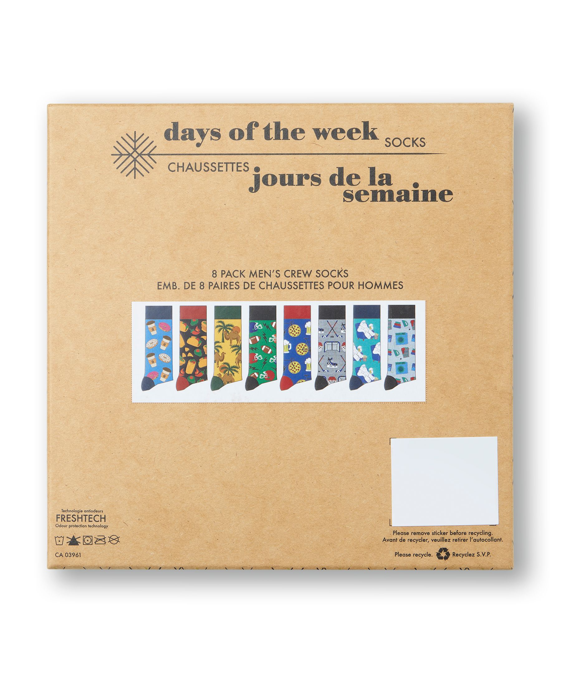 Boîte de chaussettes à motif fantaisie pour hommes, 7&nbsp;jours de la semaine +&nbsp;1, Denver Hayes