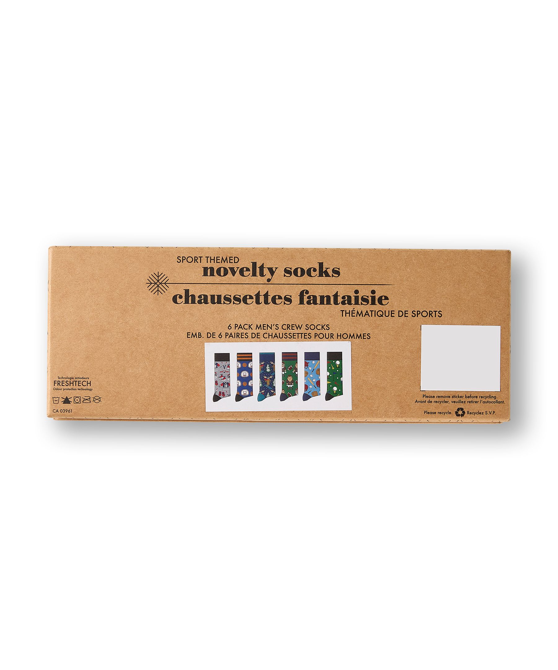 Chaussettes décontractées à motif fantaisie de sport pour hommes, Denver Hayes, paquet de 4&nbsp;paires