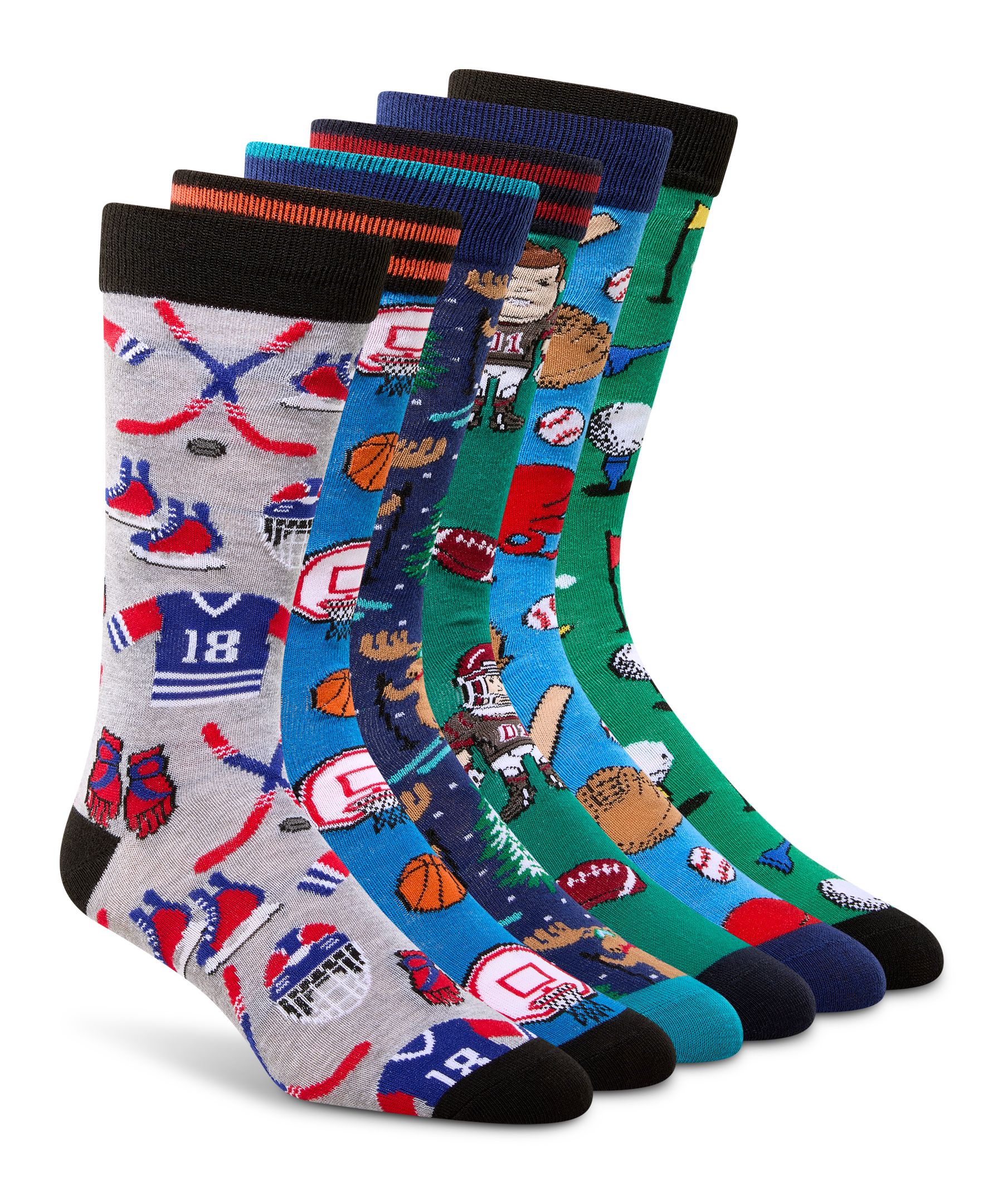 Chaussettes décontractées à motif fantaisie de sport pour hommes, Denver Hayes, paquet de 4&nbsp;paires