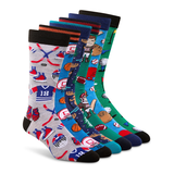 Chaussettes décontractées à motif fantaisie de sport pour hommes, Denver Hayes, paquet de 4 paires Front_Angled_Right