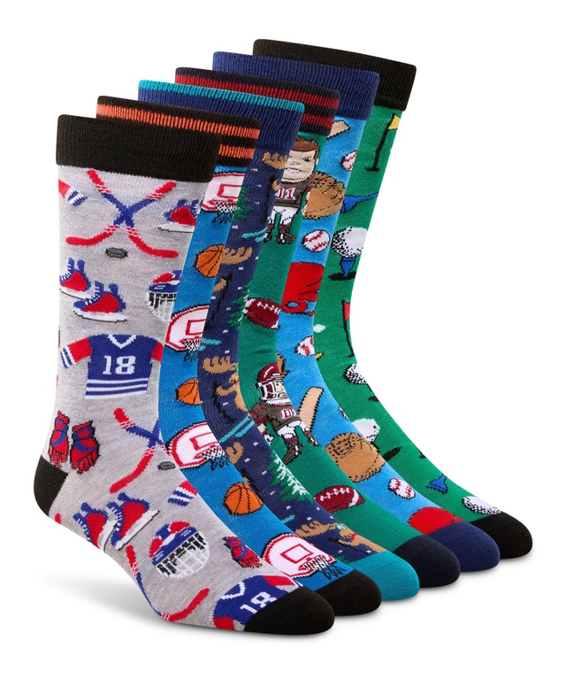 Chaussettes décontractées à motif fantaisie de sport pour hommes, Denver Hayes, paquet de 4 paires