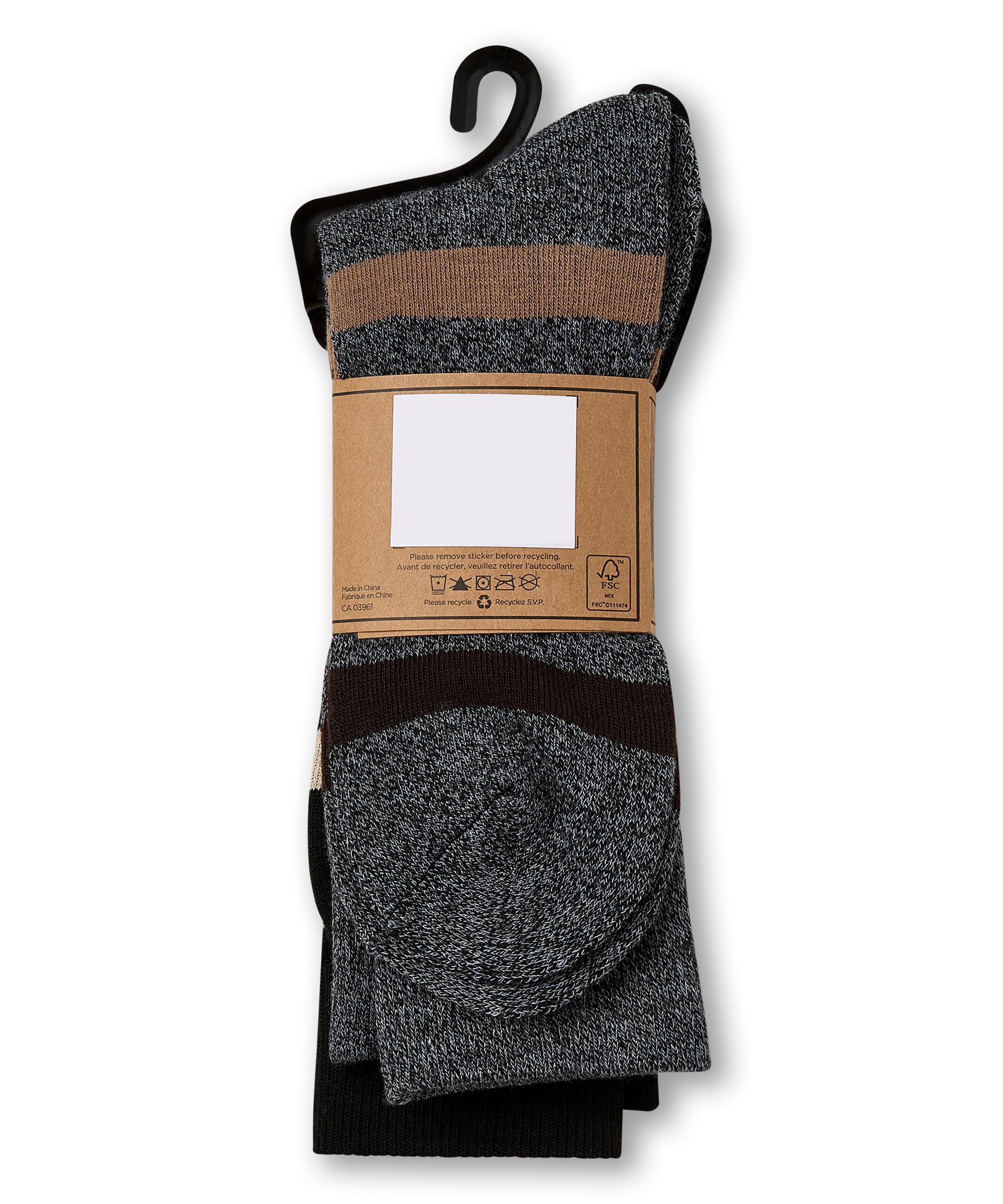 Mi-chaussettes rayées pour hommes, Heritage, WindRiver, paquet de 2&nbsp;paires