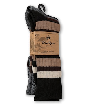 Mi-chaussettes rayées pour hommes, Heritage, WindRiver, paquet de 2 paires