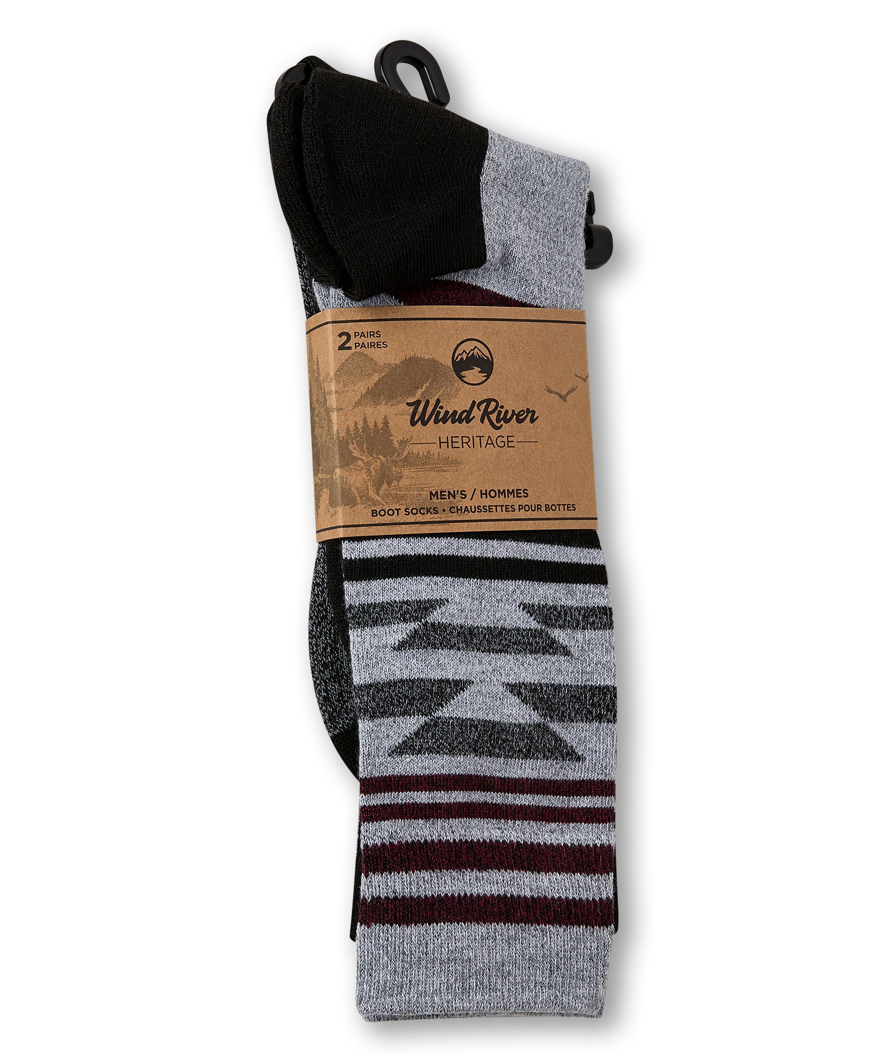 WindRiver Men's 2 pk Heritage Cushioned Boot Socks