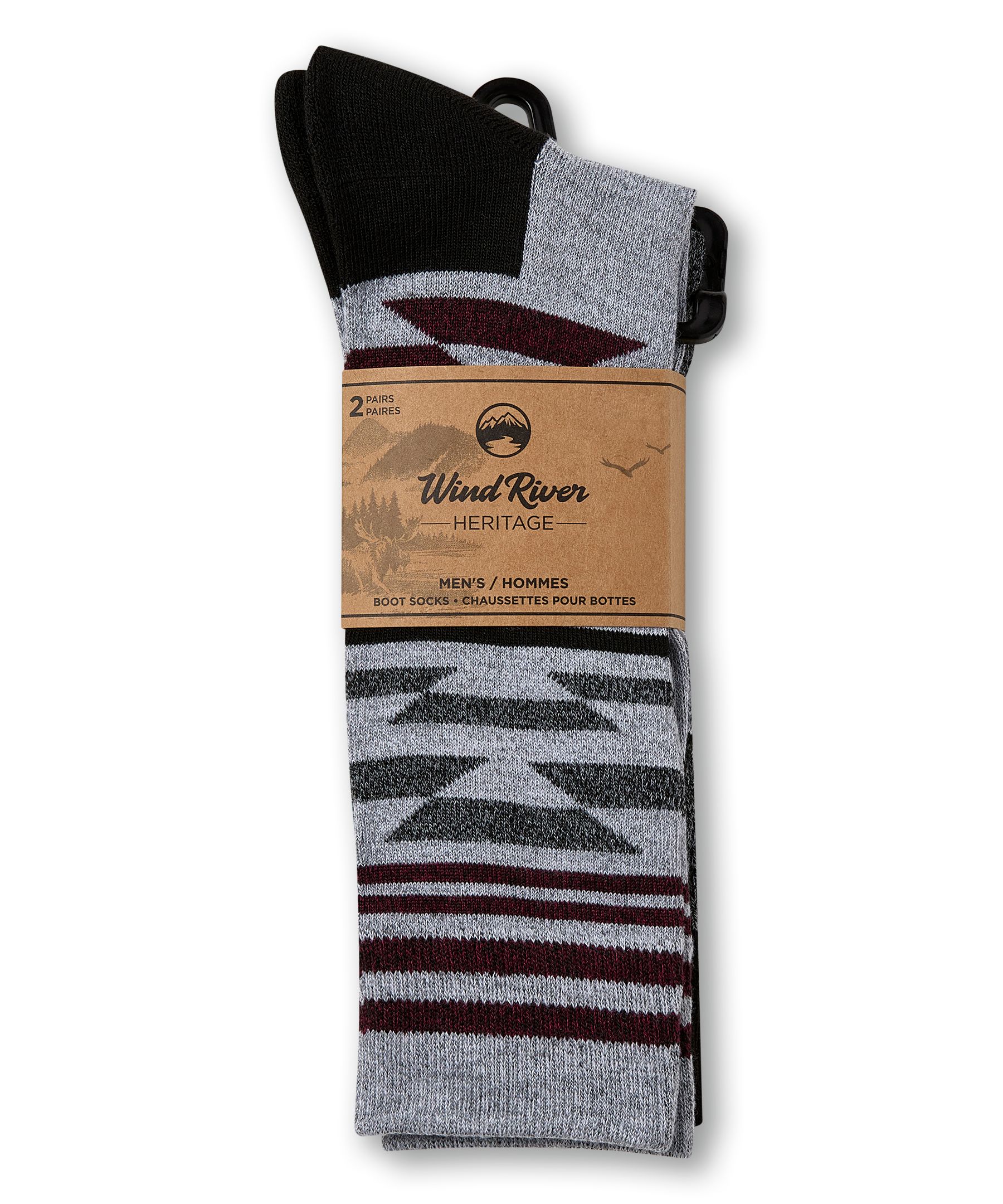 WindRiver Men's 2 pk Heritage Cushioned Boot Socks