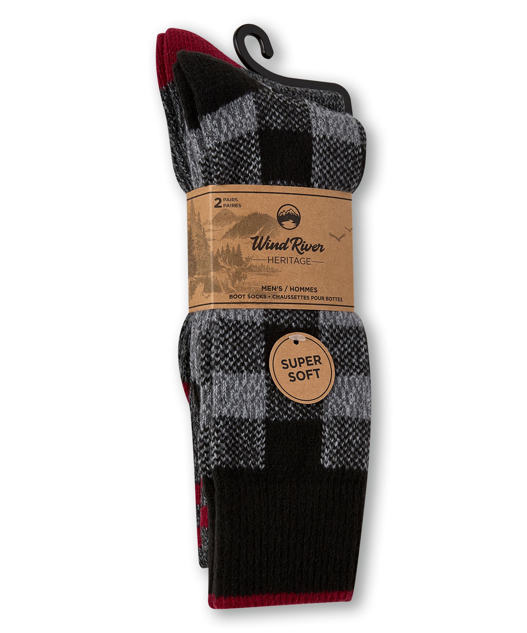 Chaussettes ultradouces pour hommes, paquet de 2&nbsp;paires, Heritage, WindRiver