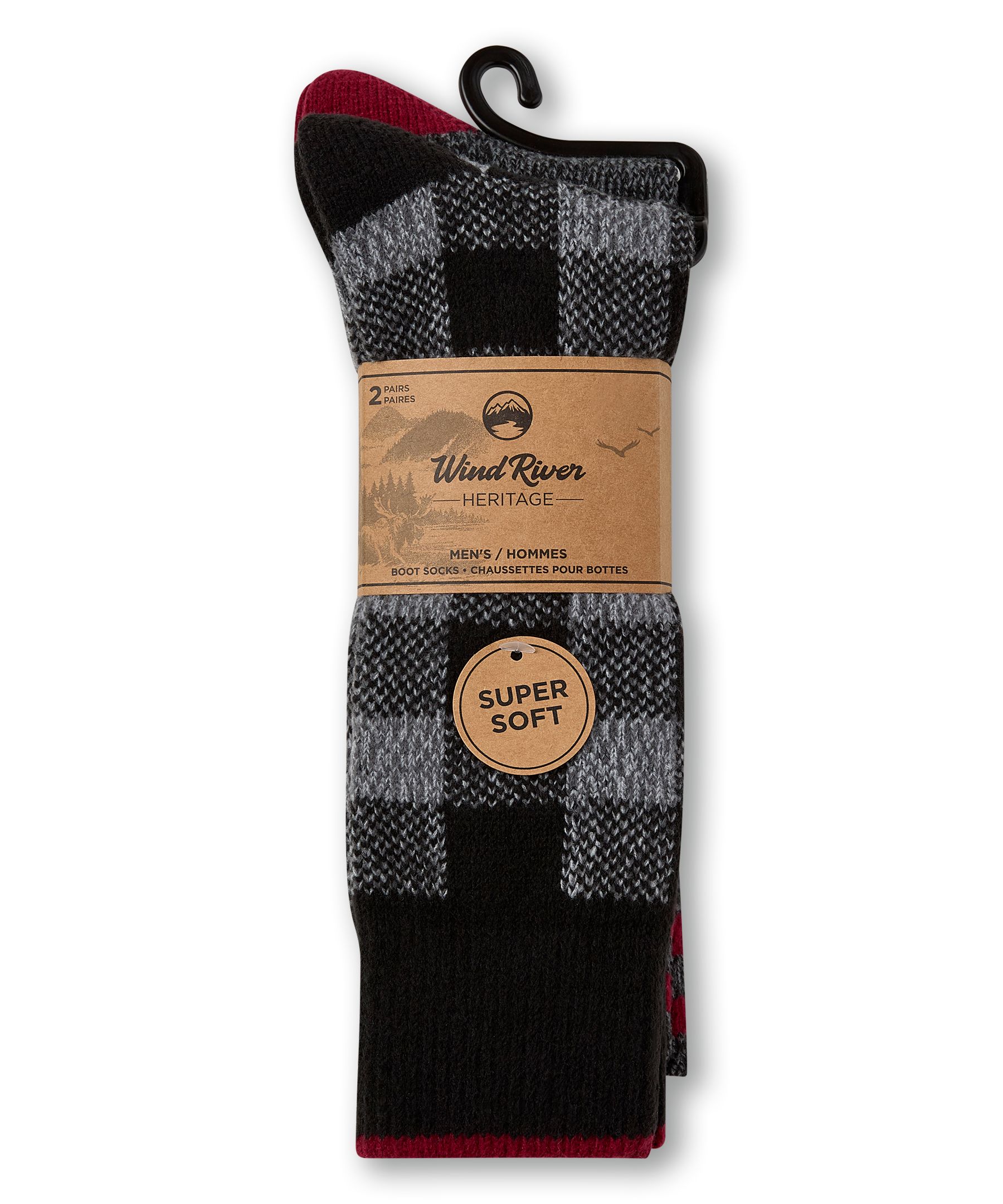 Chaussettes ultradouces pour hommes, paquet de 2&nbsp;paires, Heritage, WindRiver