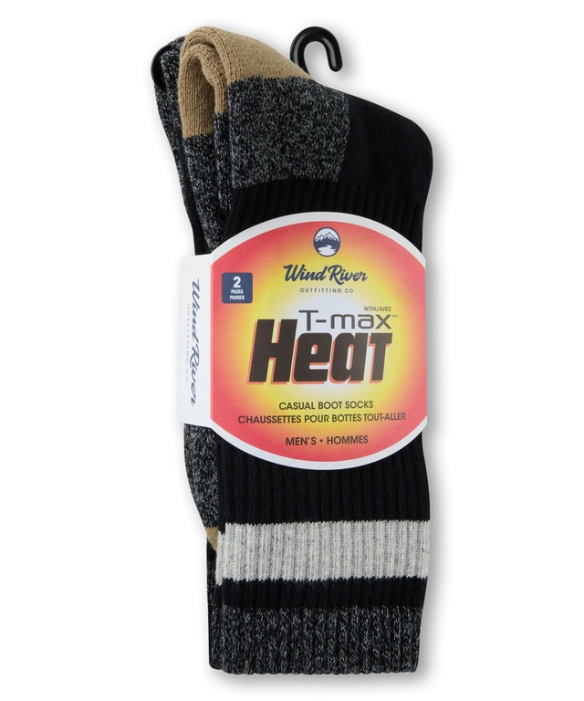 WindRiver Men's 2 pk T-Max Casual Cushioned Sole Socks
