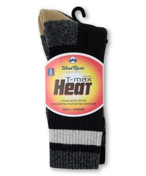 Chaussettes décontractées à dessous rembourrés avec T-Max pour hommes, WindRiver, paquet de 2 paires