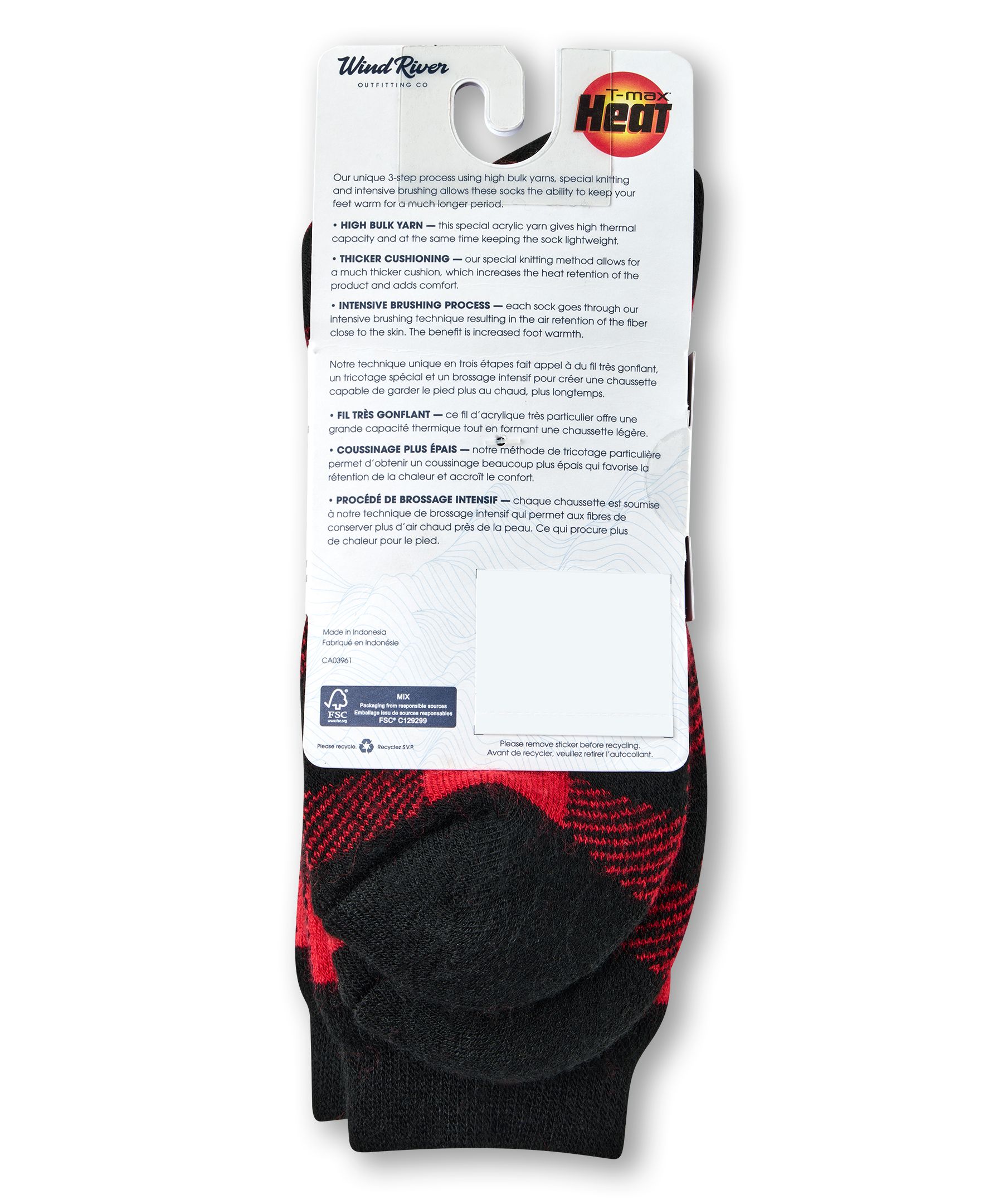 Chaussettes isothermes double couche avec T-Max pour hommes, WindRiver