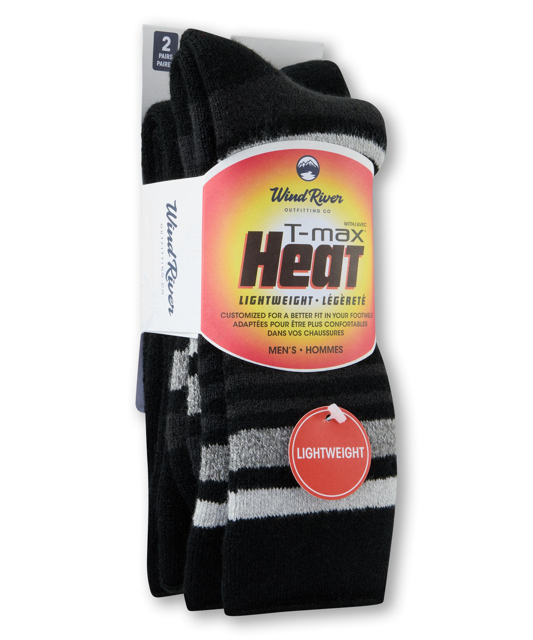 WindRiver Men's 2 pk T-Max Lightweight Thermal Boot Socks