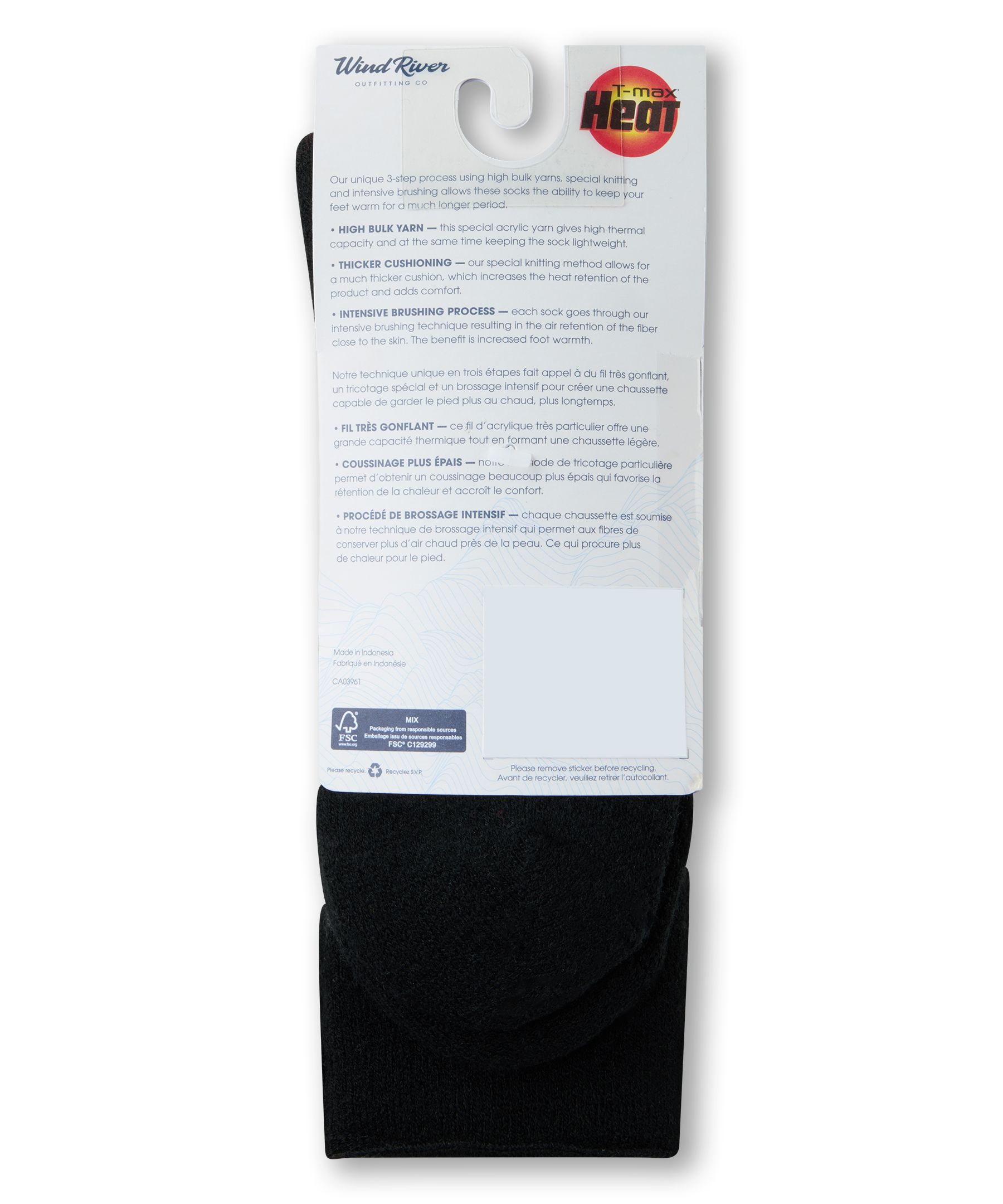 WindRiver Men's 2 pk T-Max Lightweight Thermal Boot Socks