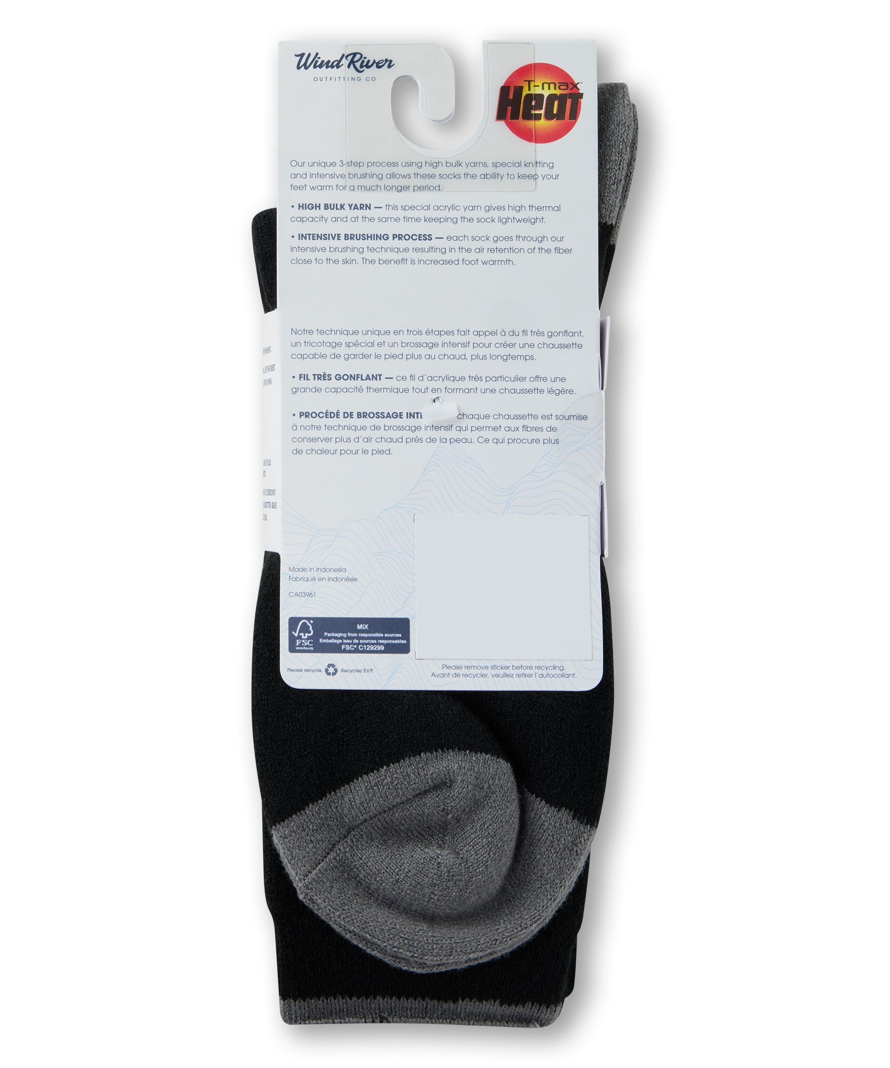 Chaussettes isothermes légères avec T-Max pour hommes, WindRiver, paquet de 2&nbsp;paires