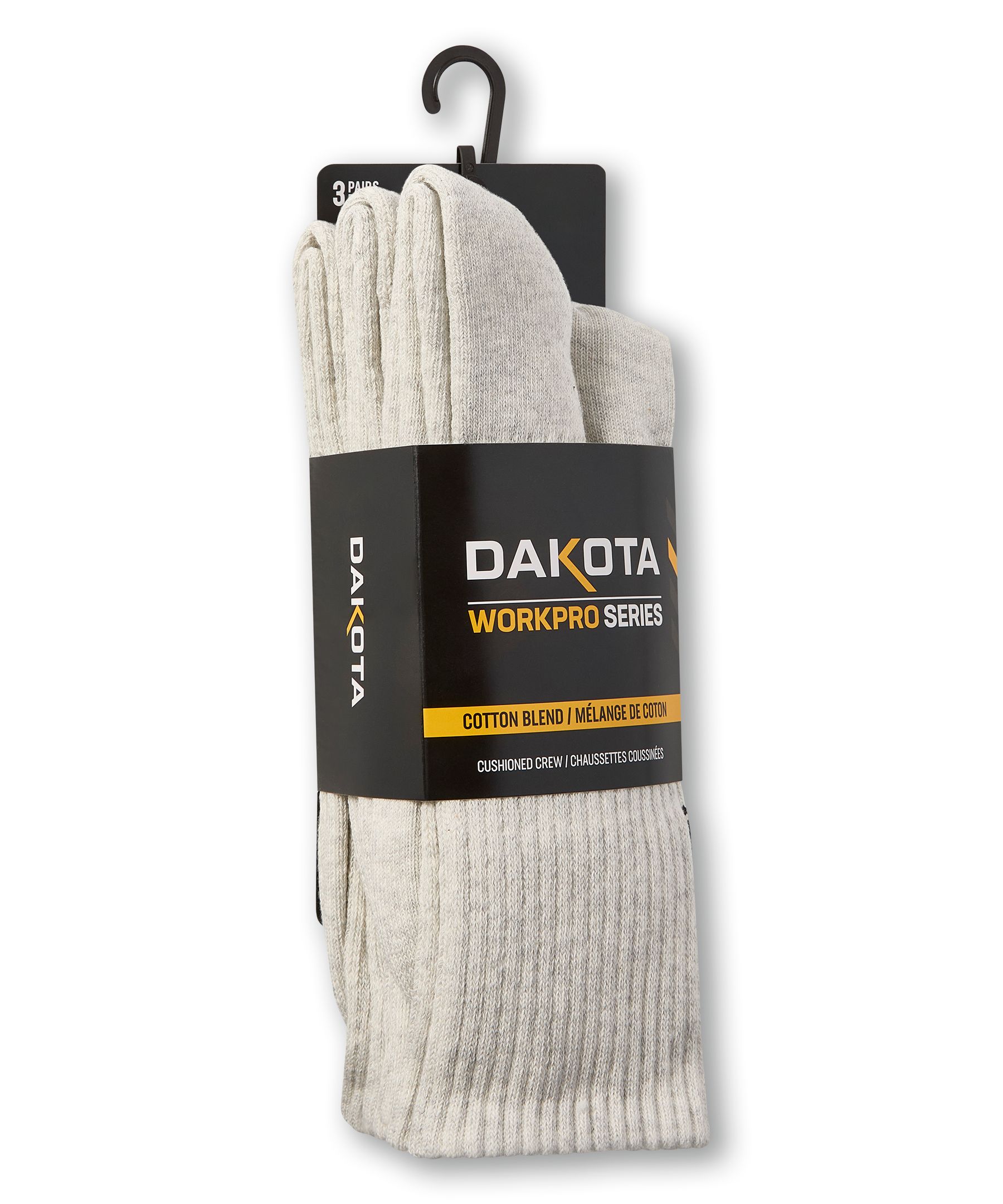 Dakota WorkPro Series Men's 3 Pack Cotton Blend Work Socks with Cushioned Sole