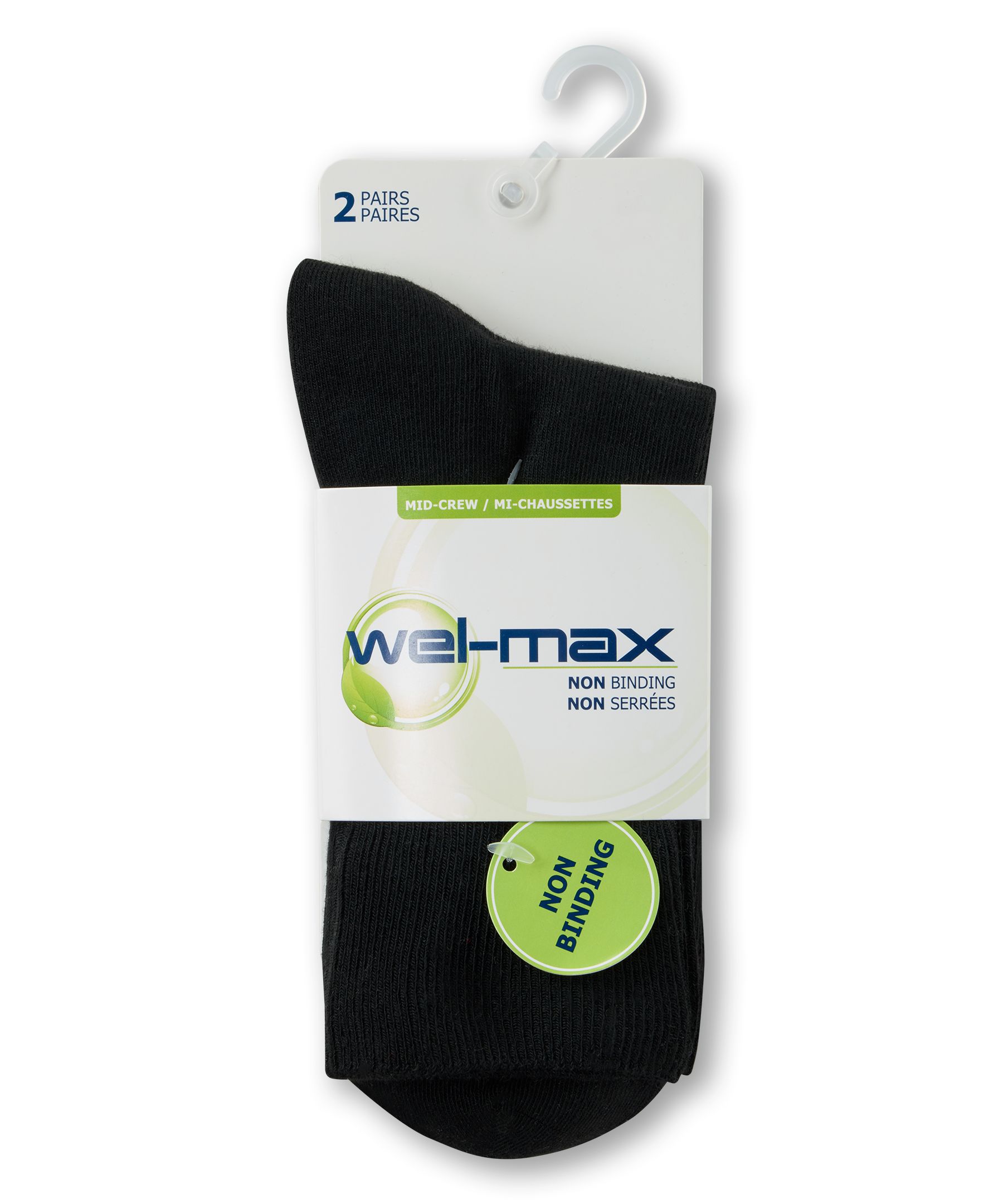 Wel-Max Men's 2 pk Non-binding Casual Crew Socks