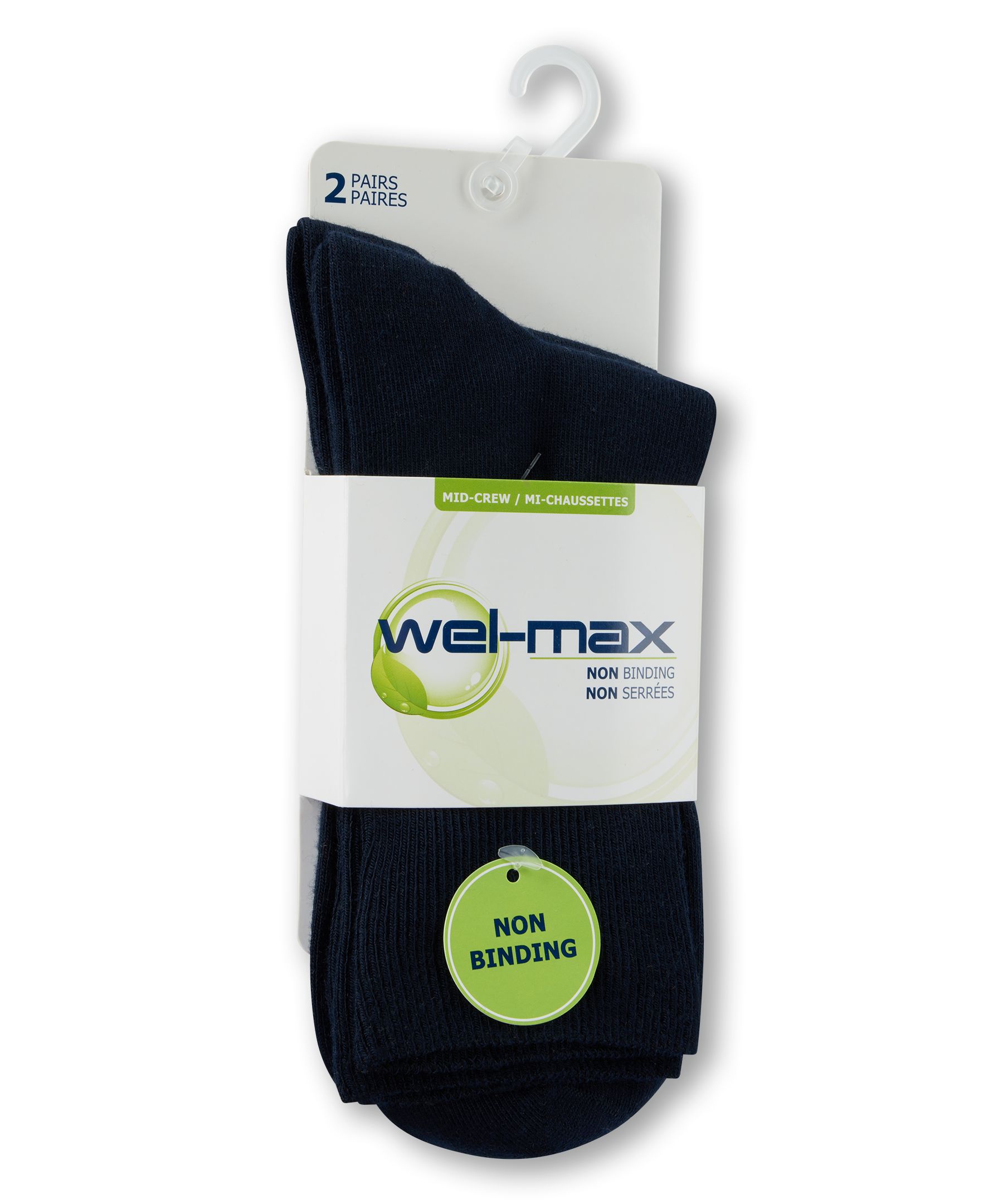 Wel-Max Men's 2 pk Non-binding Casual Crew Socks