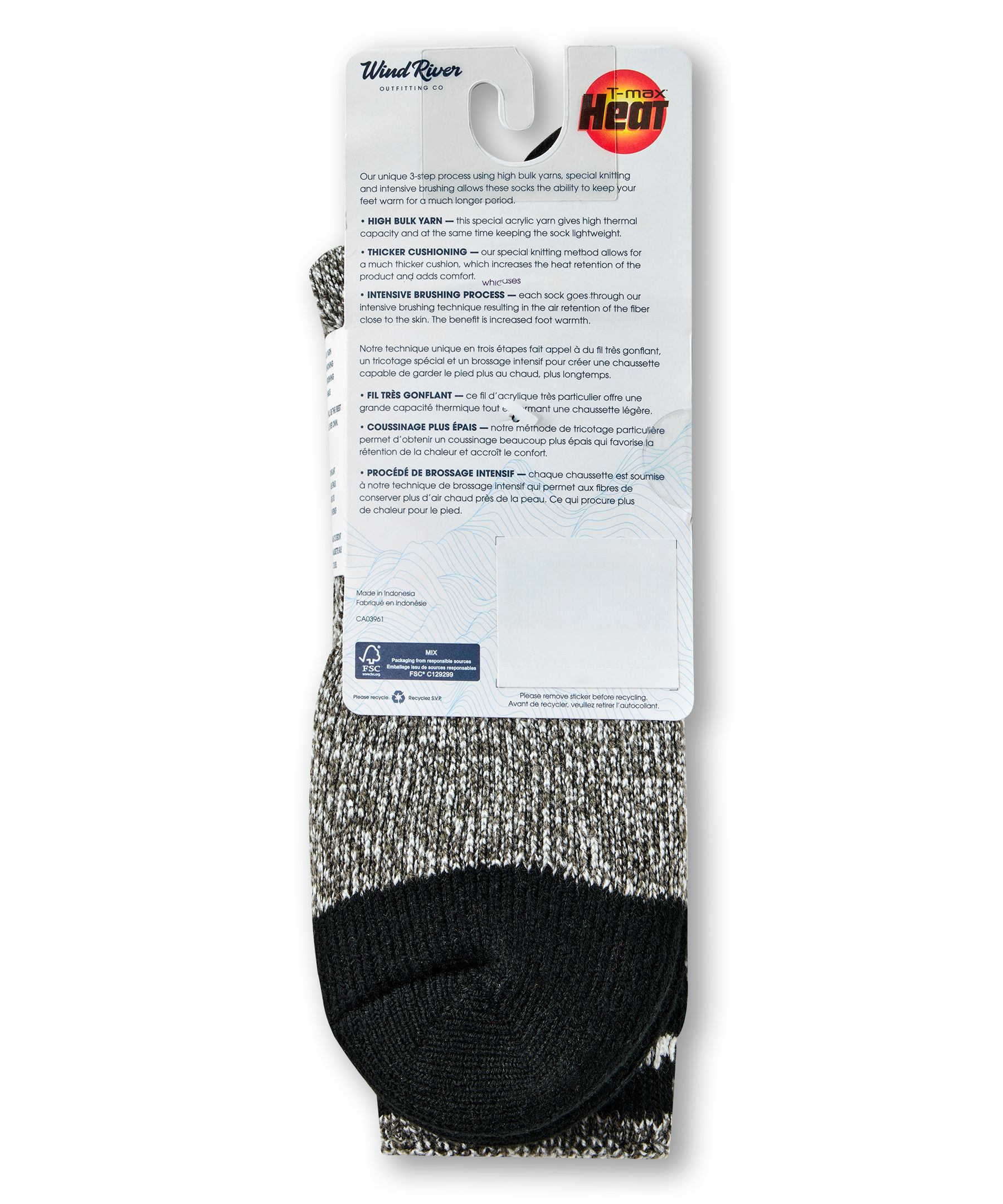 Chaussettes isothermes renforcées avec T-Max pour hommes, WindRiver
