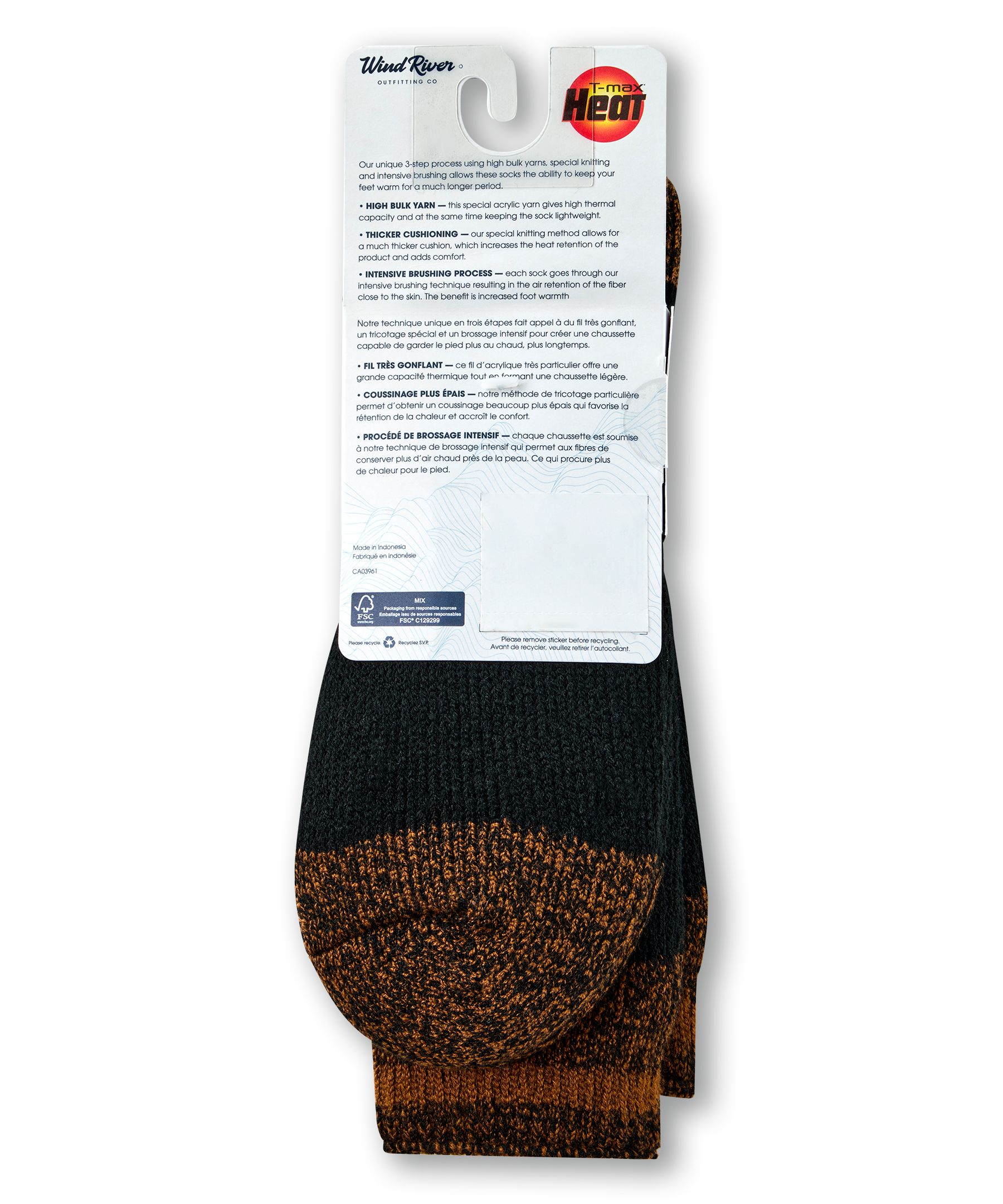 Chaussettes isothermes renforcées avec T-Max pour hommes, WindRiver