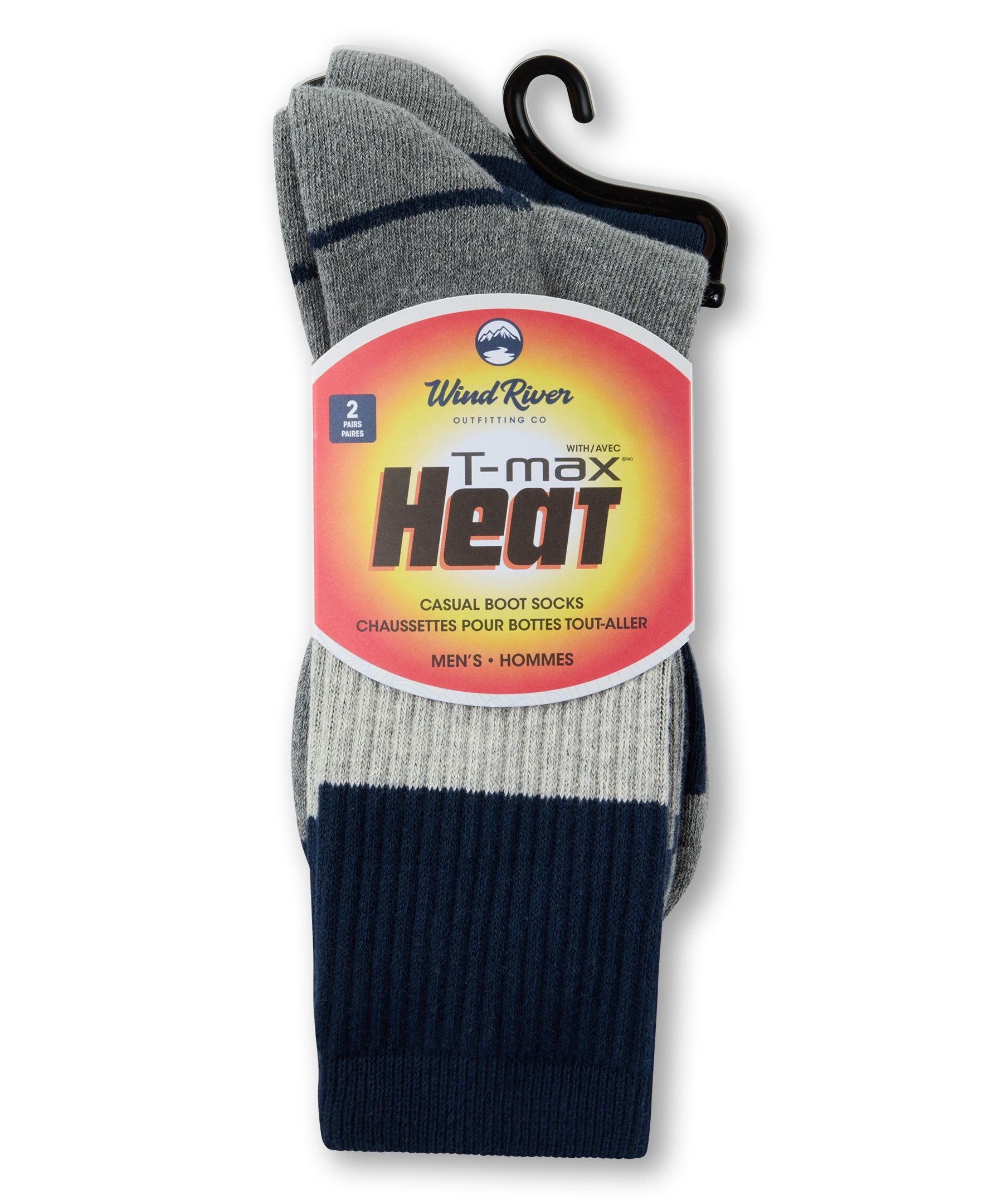 WindRiver Men's 2 pk T-Max Casual Cushioned Sole Socks