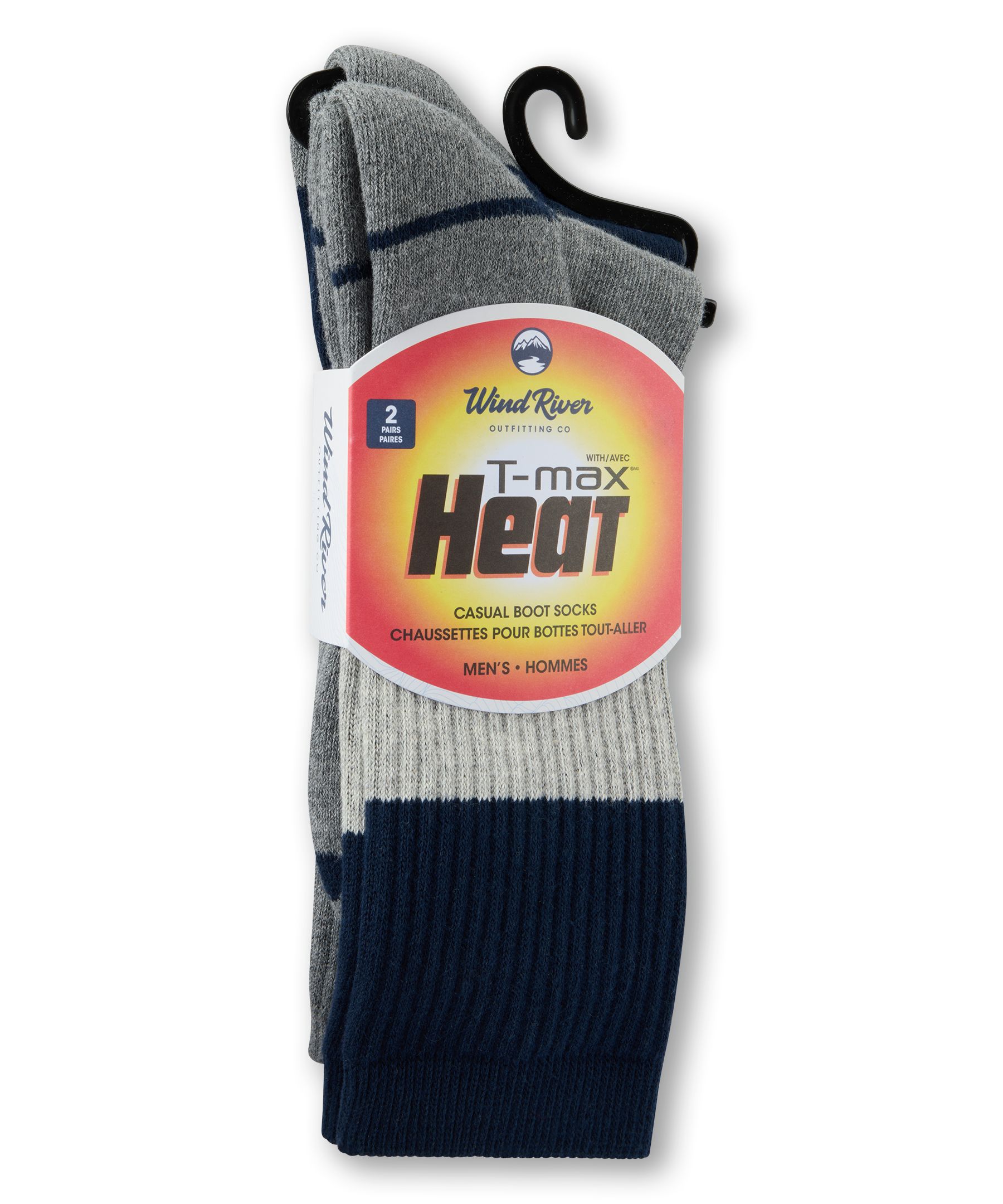 WindRiver Men's 2 pk T-Max Casual Cushioned Sole Socks