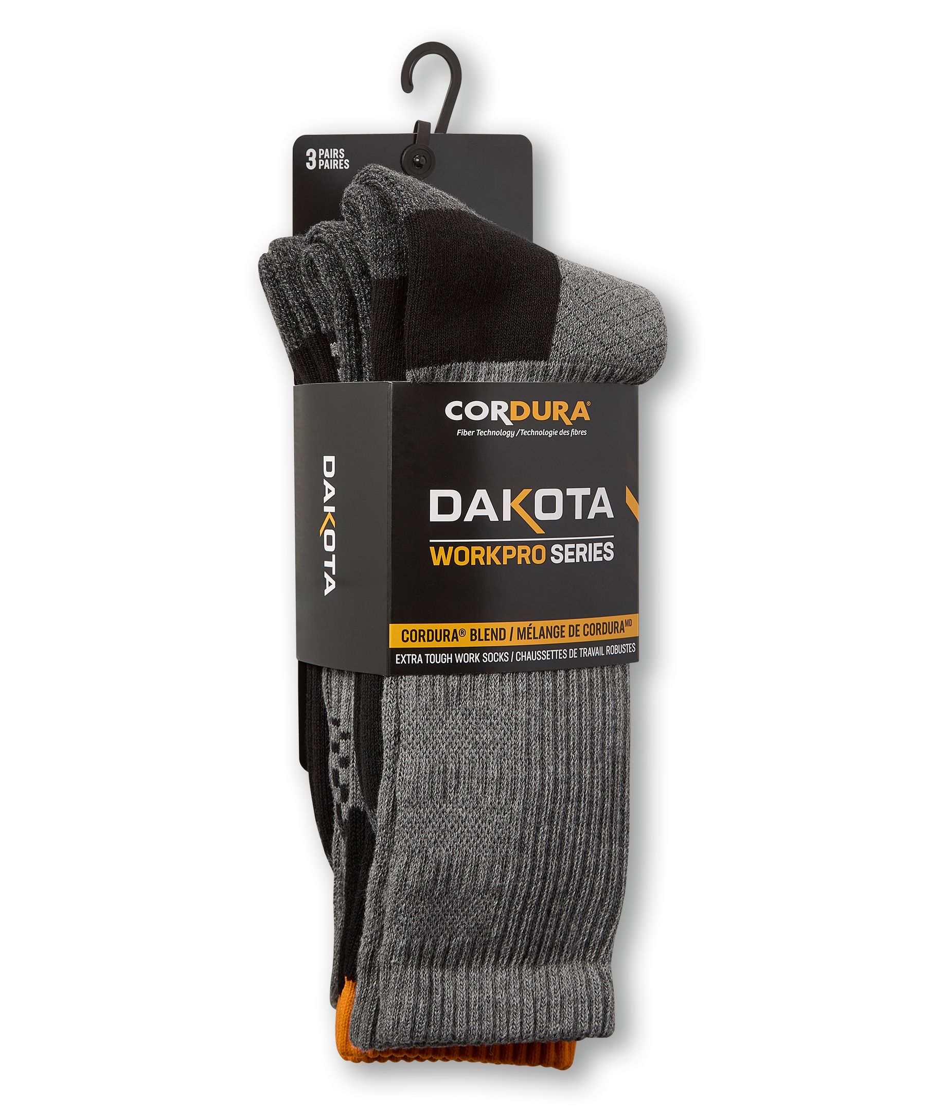 Chaussettes pour bottes de travail en mélange de Cordura pour hommes, série WorkPro, Dakota, paquet de 3 paires