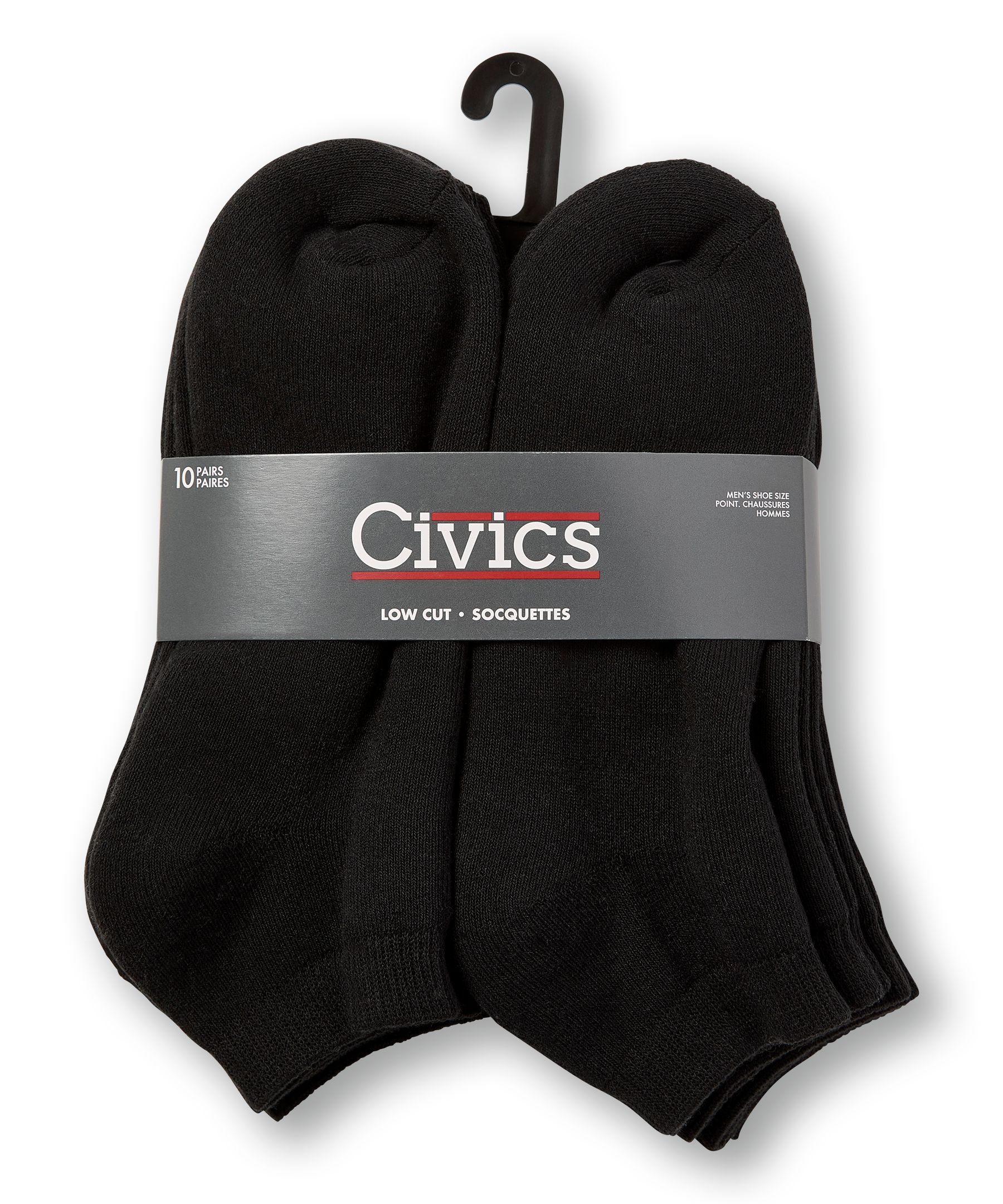 Chaussettes basses de base pour hommes, Civics, paquet de 10 paires
