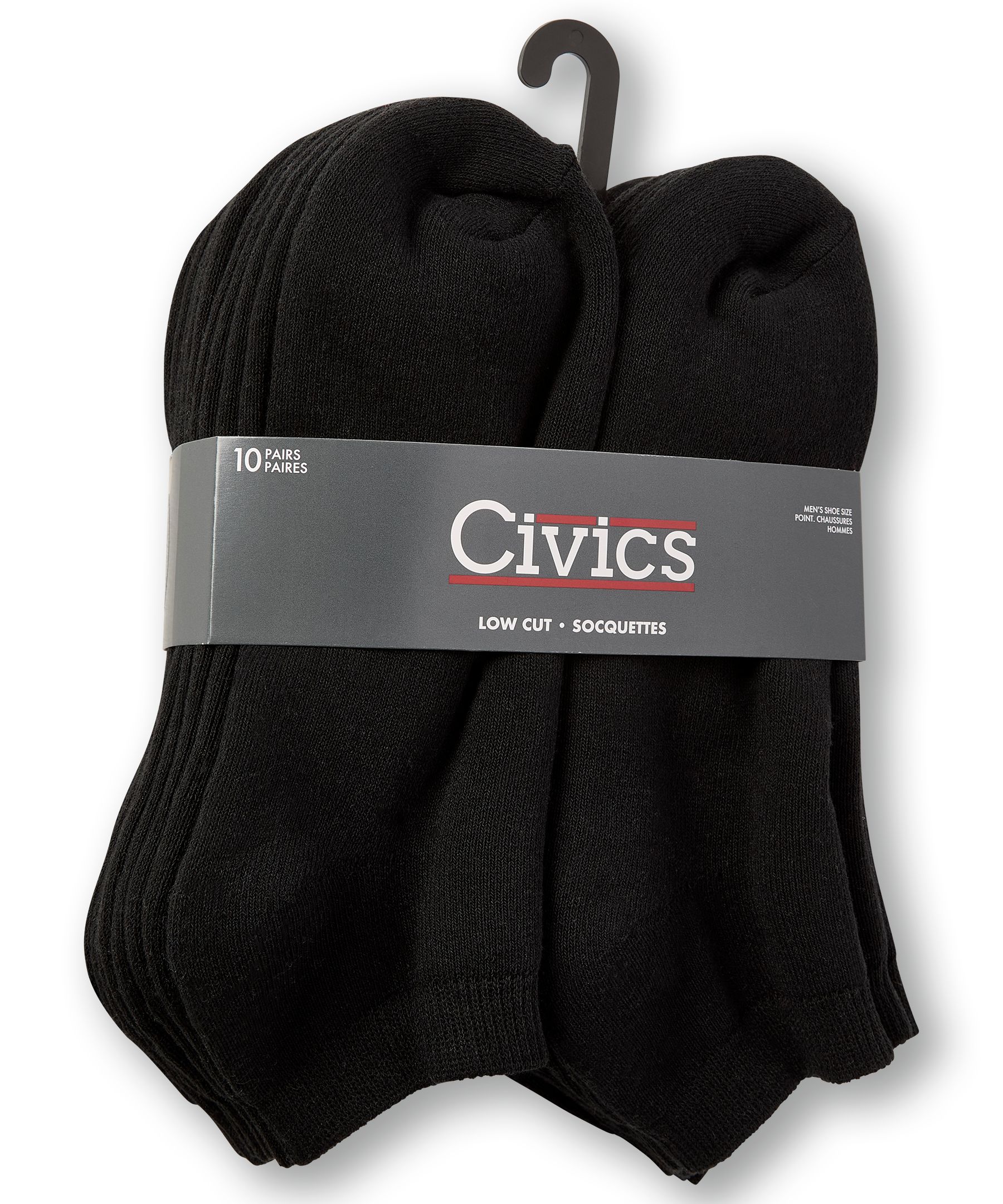 Chaussettes basses de base pour hommes, Civics, paquet de 10 paires