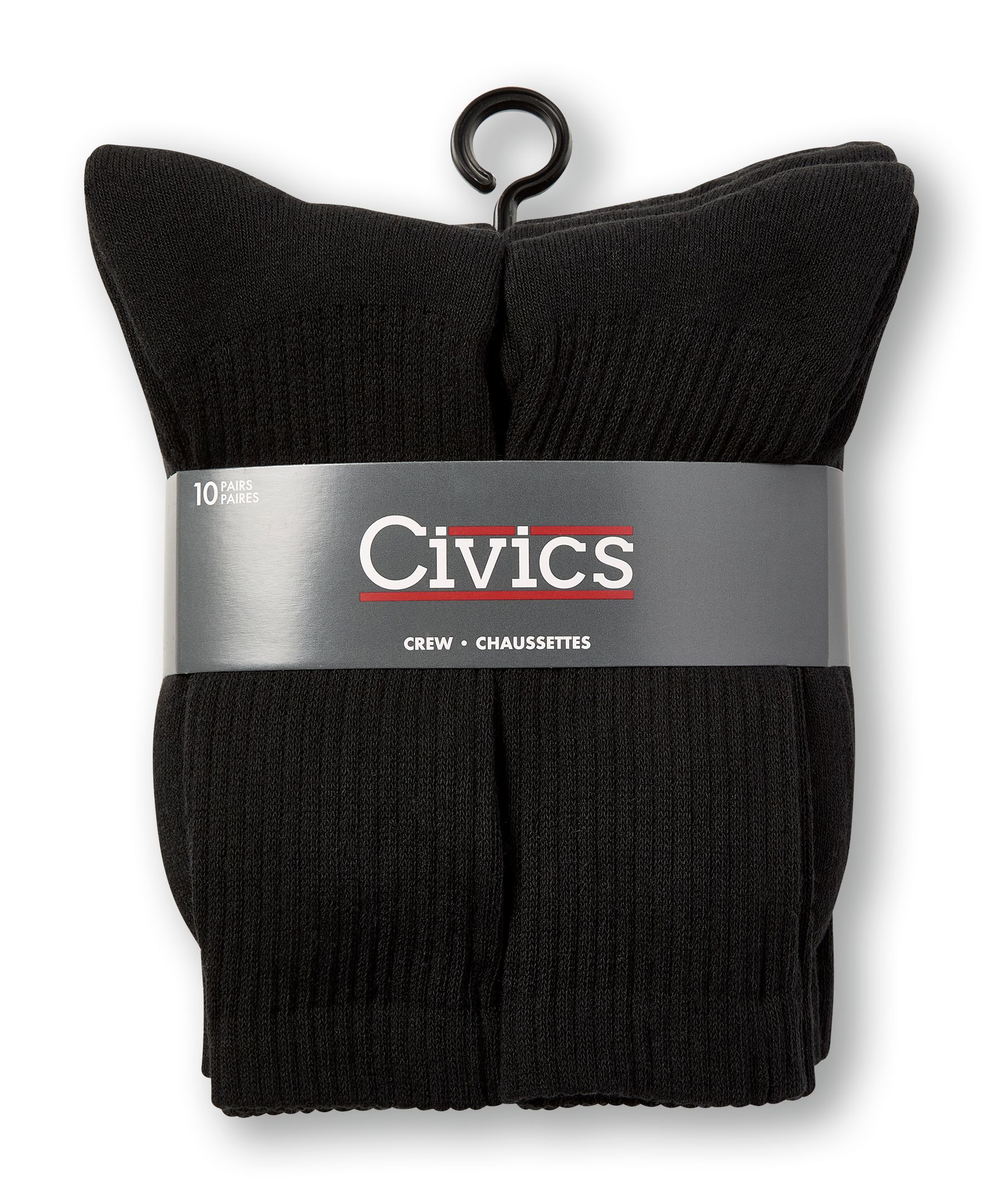 Civics Men's Basic 10 pk Crew Socks