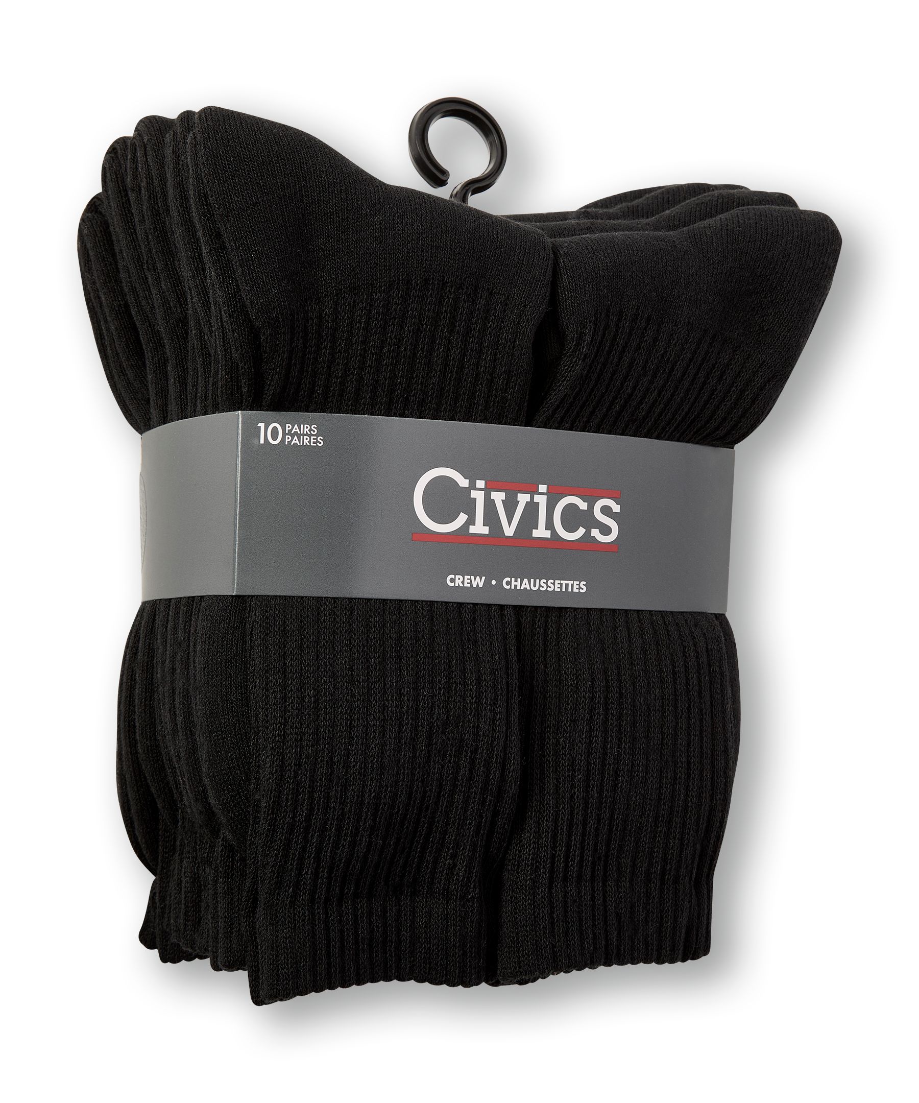 Civics Men's Basic 10 pk Crew Socks