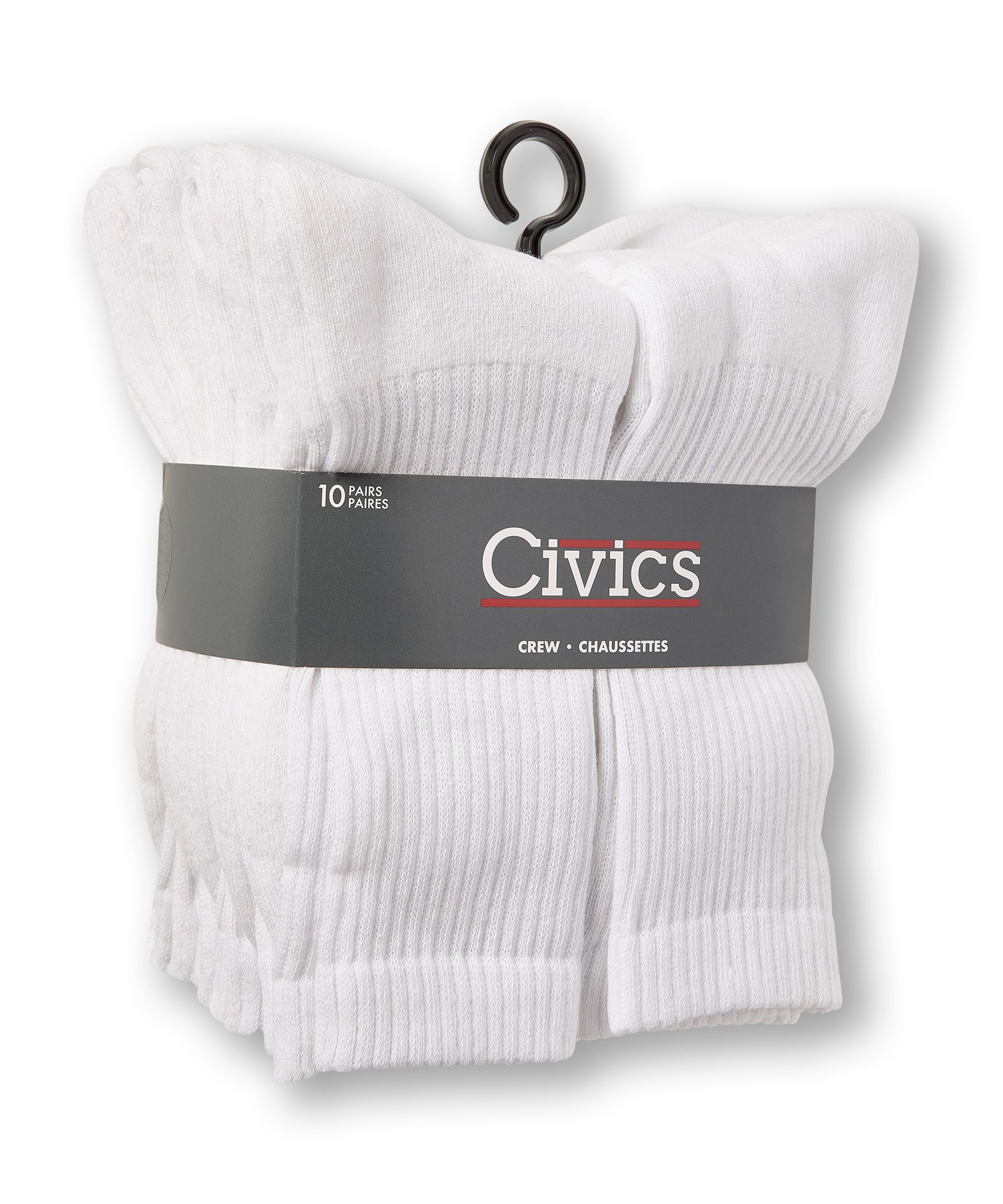 Civics Men's Basic 10 pk Crew Socks