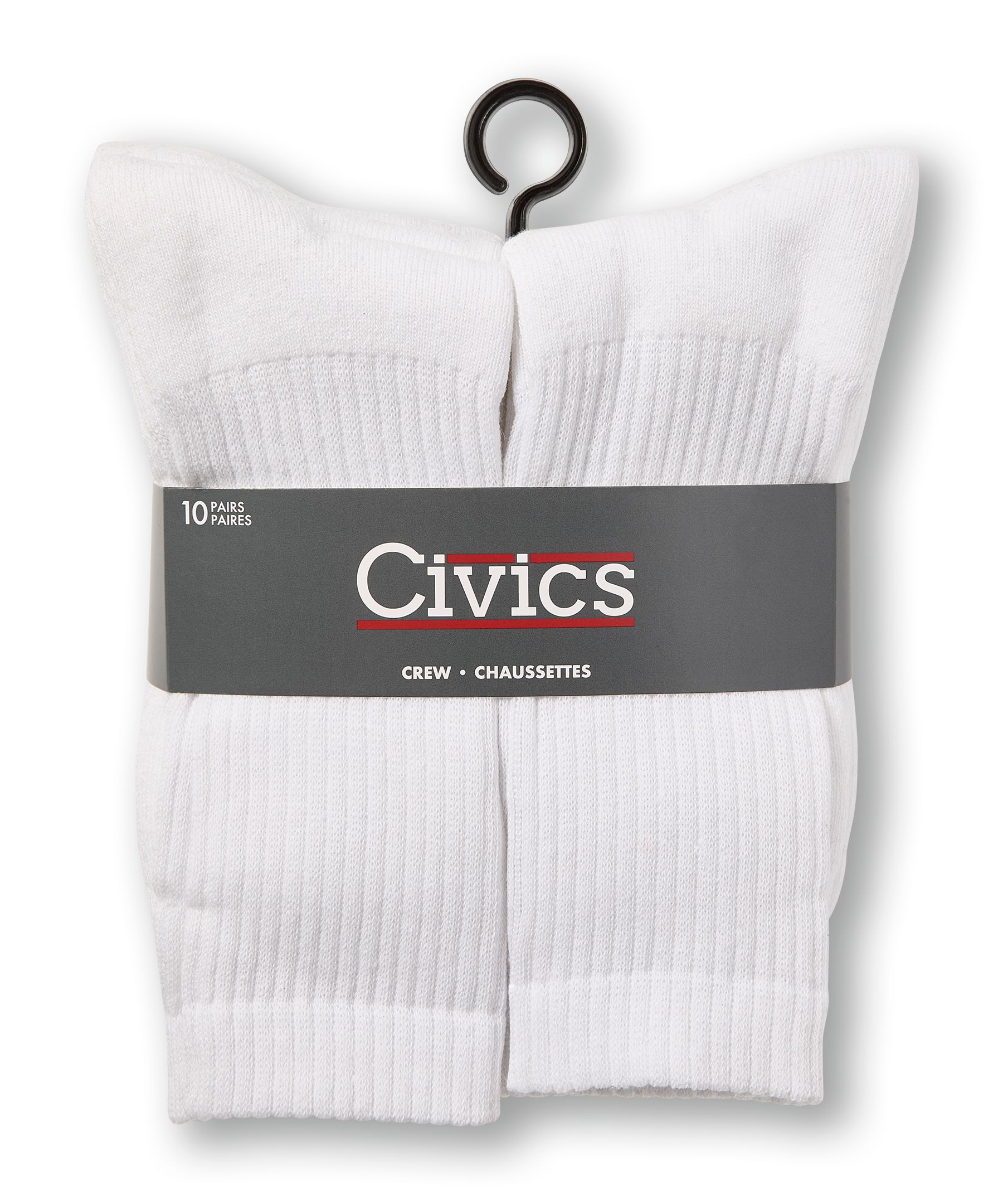 Civics Men's Basic 10 pk Crew Socks