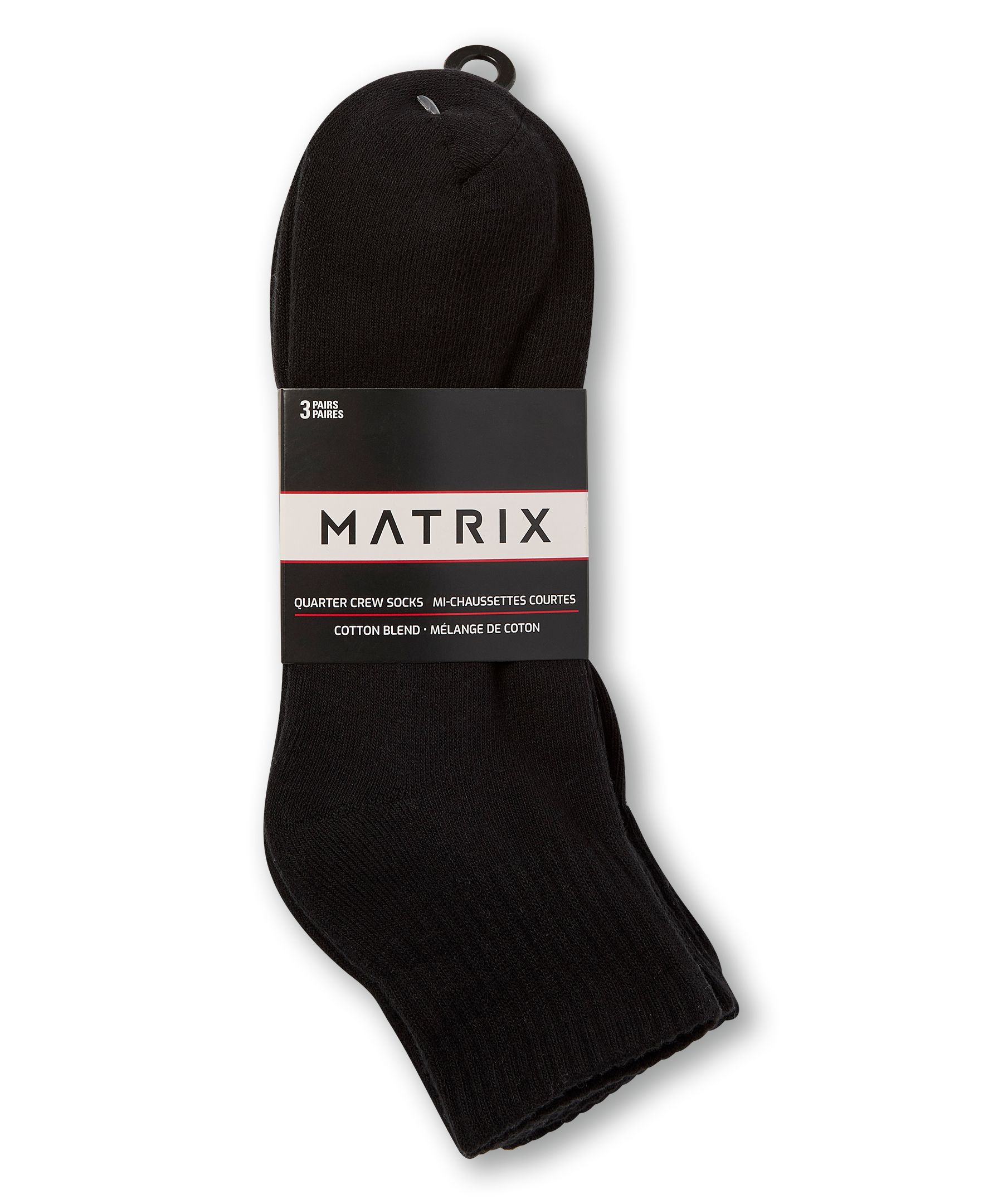 Mi-chaussettes de sport un quart semi-rembourrées pour hommes, Matrix, paquet de 3&nbsp;paires