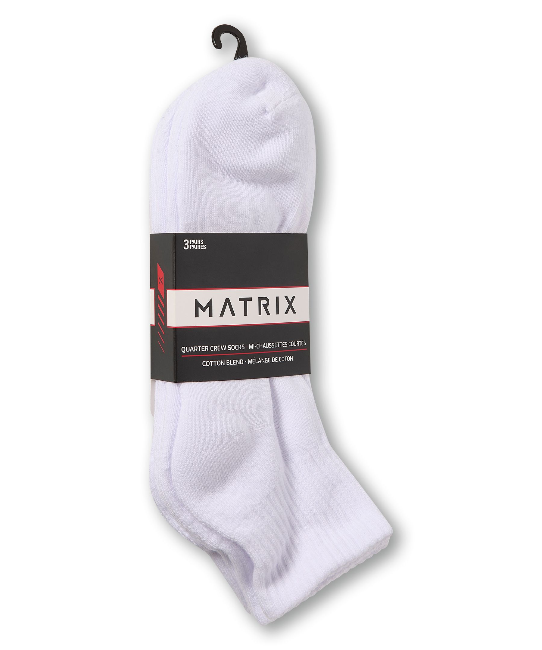 Mi-chaussettes de sport un quart semi-rembourrées pour hommes, Matrix, paquet de 3&nbsp;paires