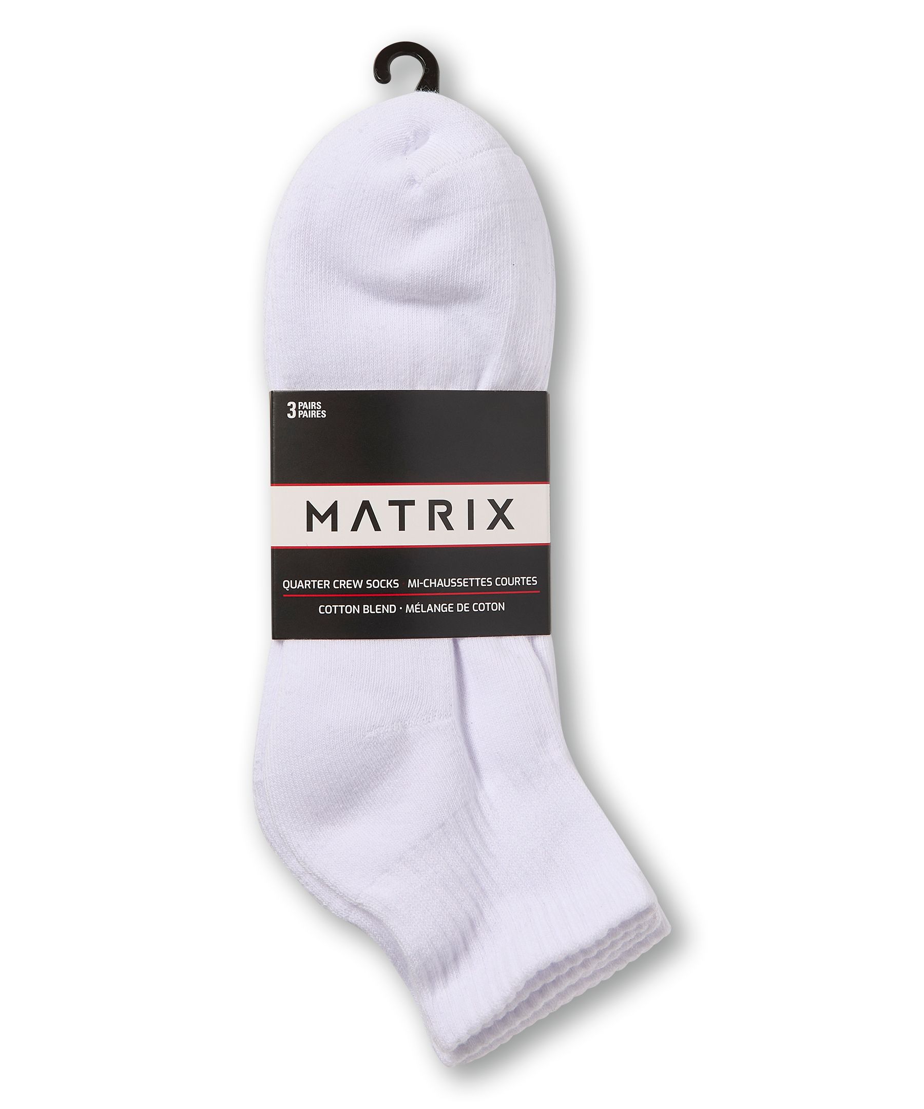 Mi-chaussettes de sport un quart semi-rembourrées pour hommes, Matrix, paquet de 3&nbsp;paires