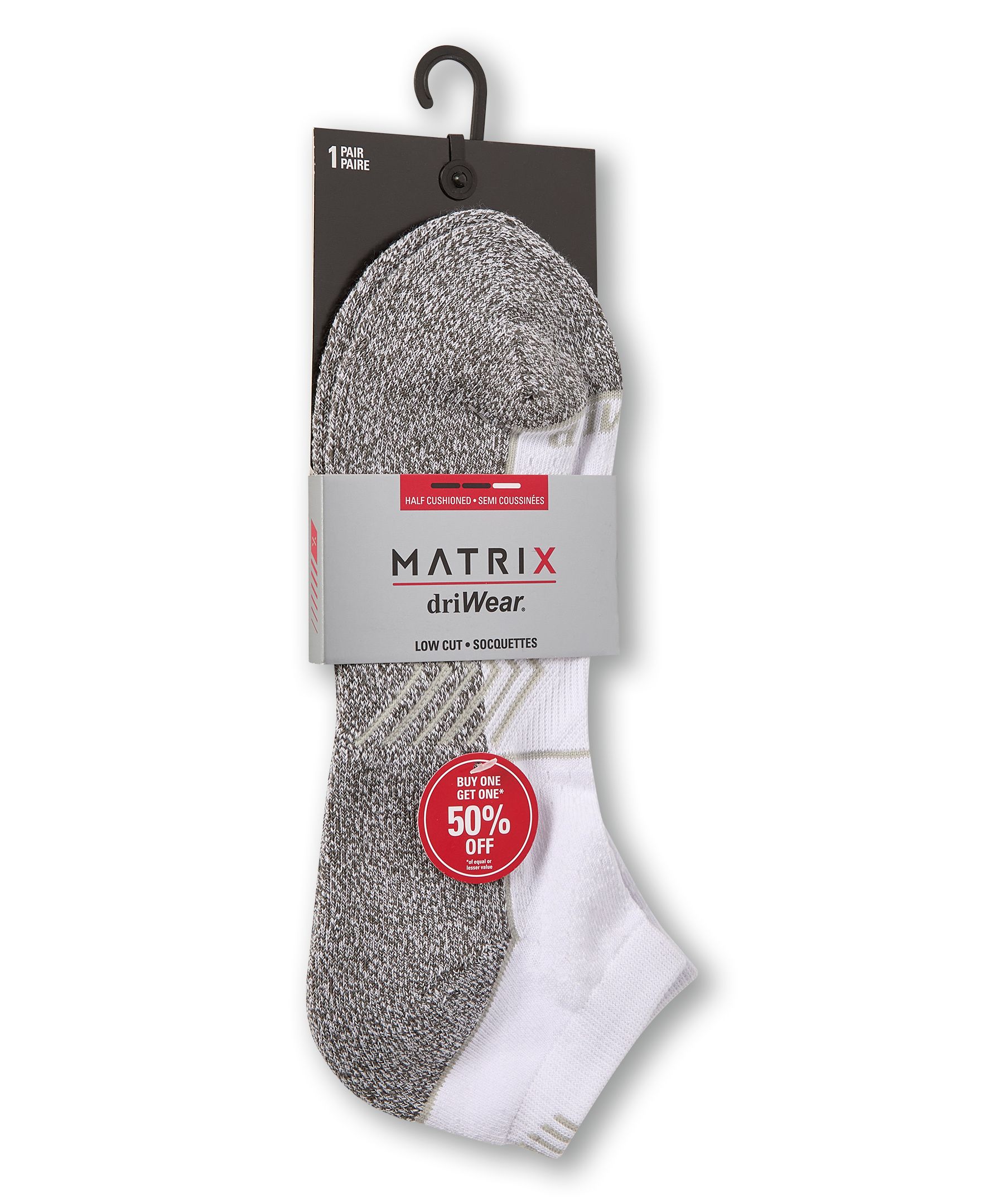 Chaussettes sport basses rembourrées avec driWear pour hommes, Matrix