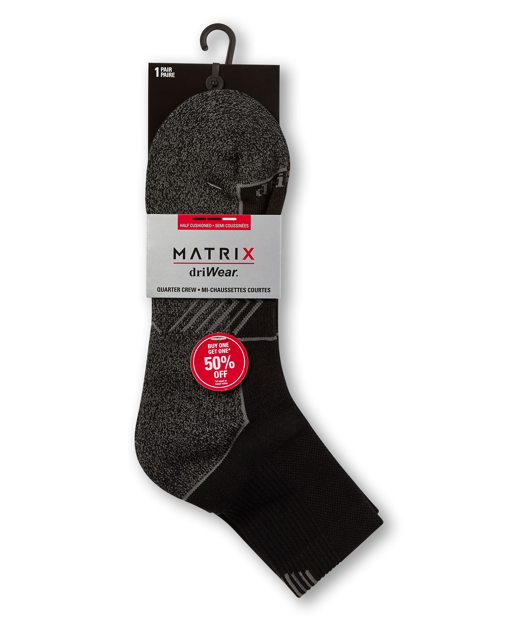 Chaussettes de sport un quart avec driWear pour hommes, Matrix