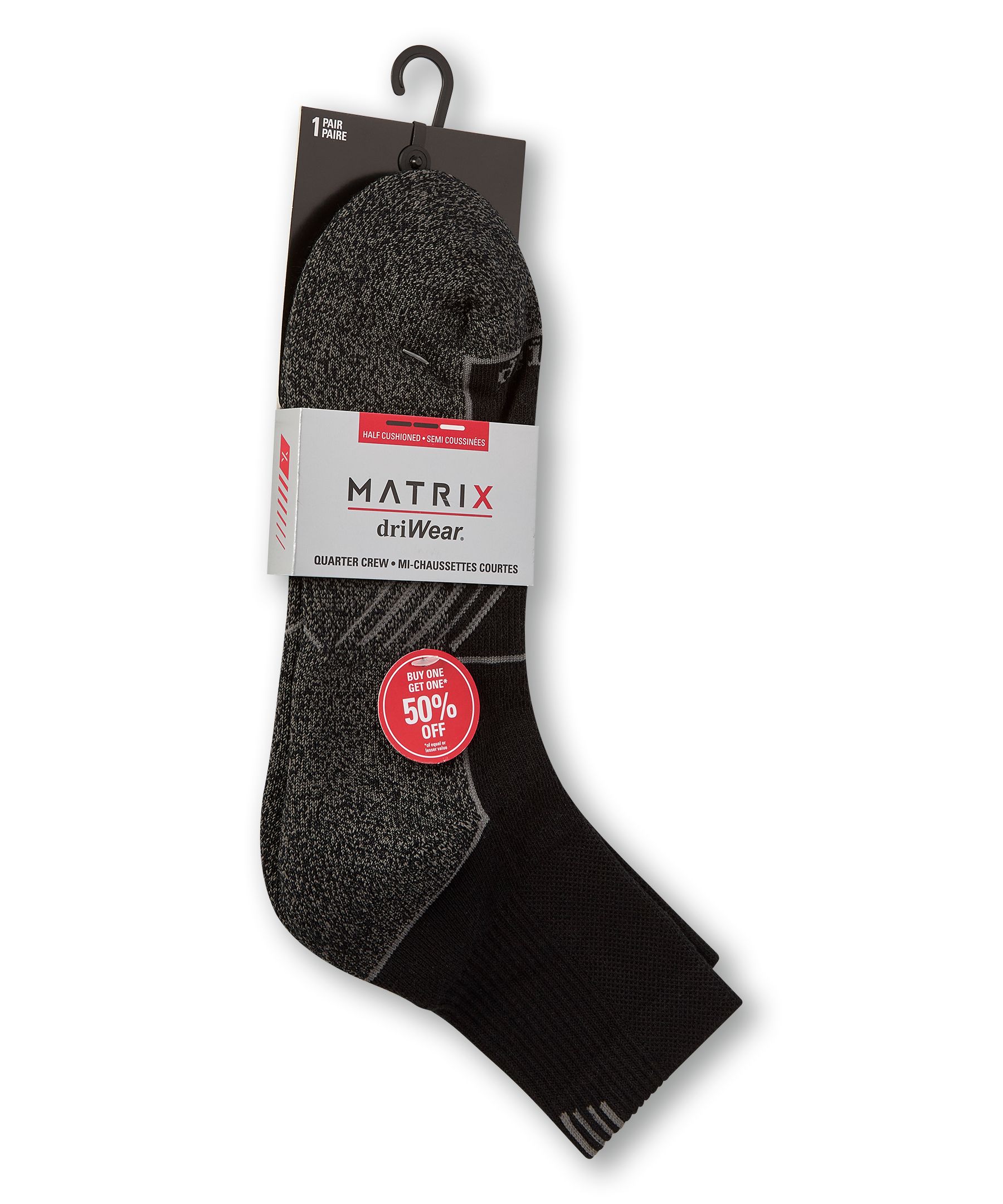 Chaussettes de sport un quart avec driWear pour hommes, Matrix